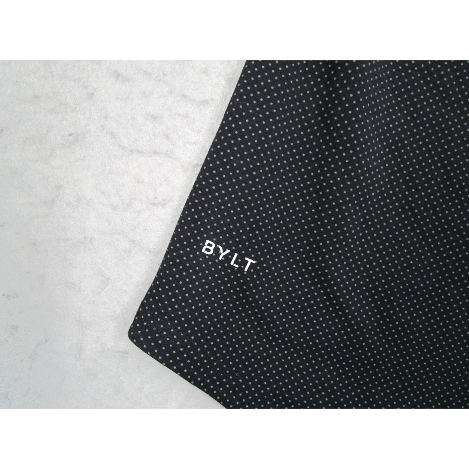 Vintage BYLT Shirt Mens M Black Drop Cut Lux Polka Dot Short Sleeve Active Workout T-Shirt Mens Men's Black Polka Dot Logo All Seasons Sports Shirt Size US M / EU 48-50 / 2 - 3 Thumbnail