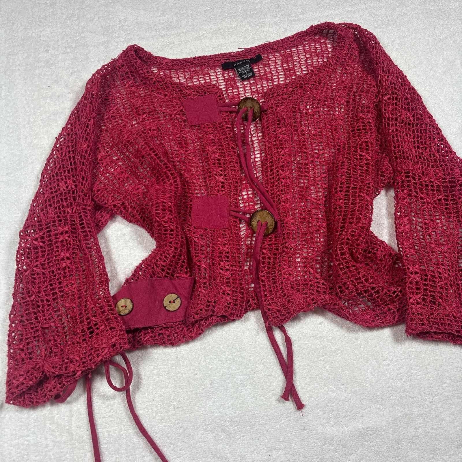 Other y2k pink crochet button up blouse Size S / US 4 / IT 40 - 1 Thumbnail