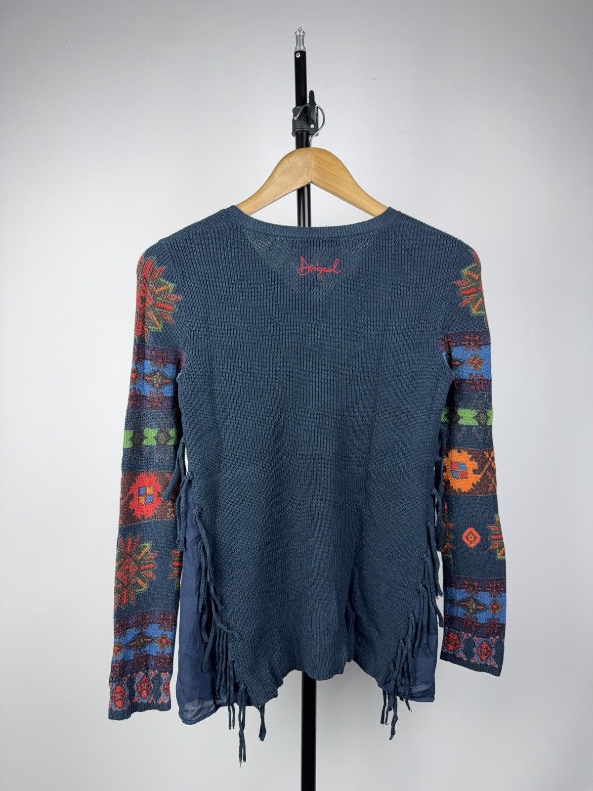 Desigual 00s Y2K Desigual Boho Knit Sweater Fringe Ethnic Pattern S Size S / US 4 / IT 40 - 8 Thumbnail