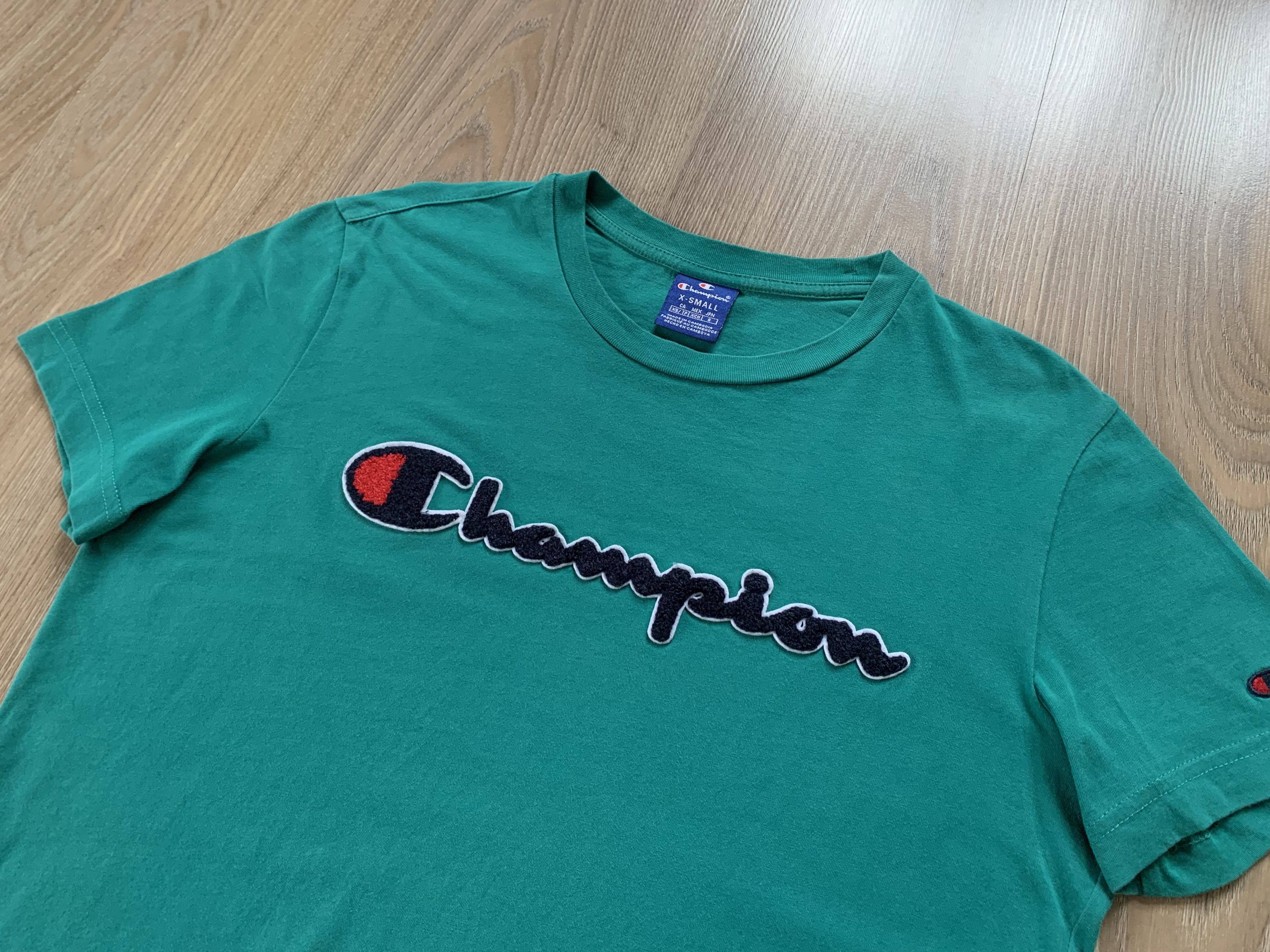 Champion × Vintage Champion Turquoise Vintage Big Logo Cotton T-Shirt Size US XS / EU 42 / 0 - 4 Thumbnail