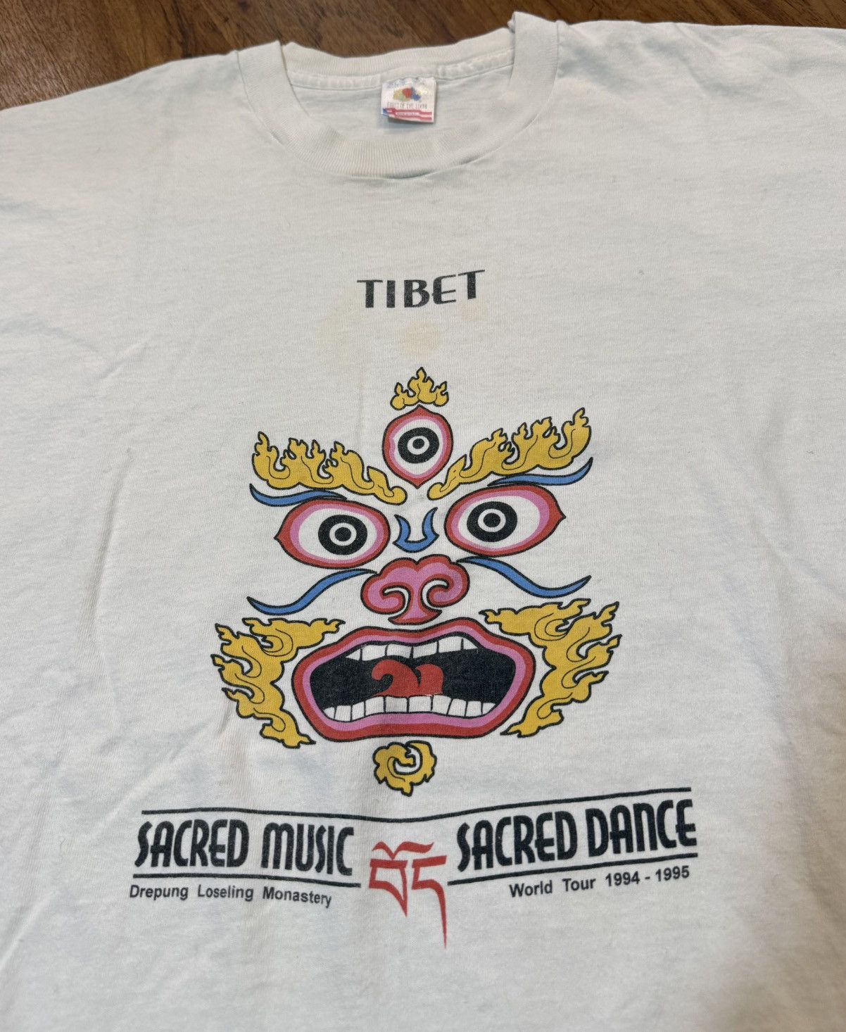Fruit Of The Loom Vintage 90’s Tibet Sacred Music Dance Mahakala Shirt Tatt Size US XL / EU 56 / 4 - 1 Thumbnail