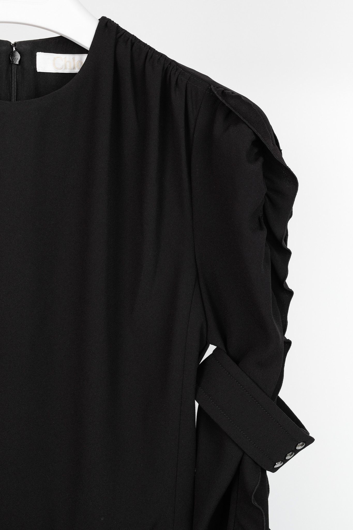 Chloe Chloe AW/18 Black Crepe Ruffled-Sleeve Midi Dress Size XS / US 0-2 / IT 36-38 - 6 Thumbnail