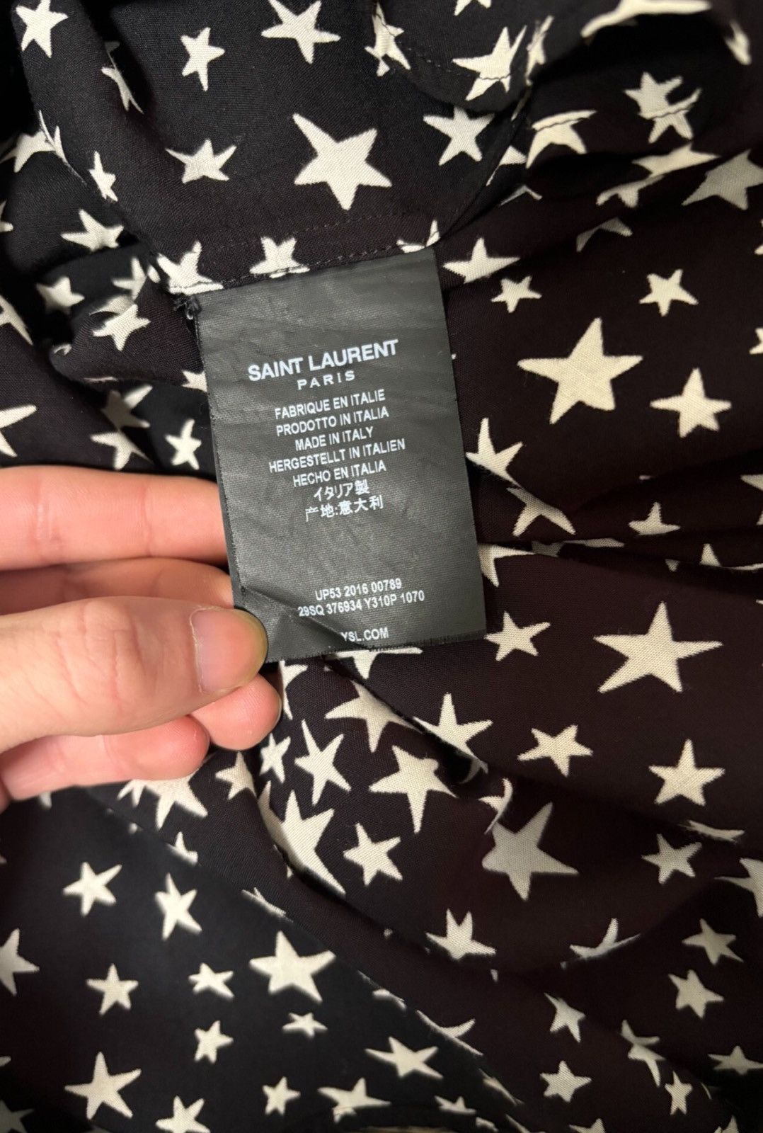 Saint Laurent Paris Saint Laurent SLP 2016FW Black & White Star Shirt Size US L / EU 52-54 / 3 - 6 Thumbnail