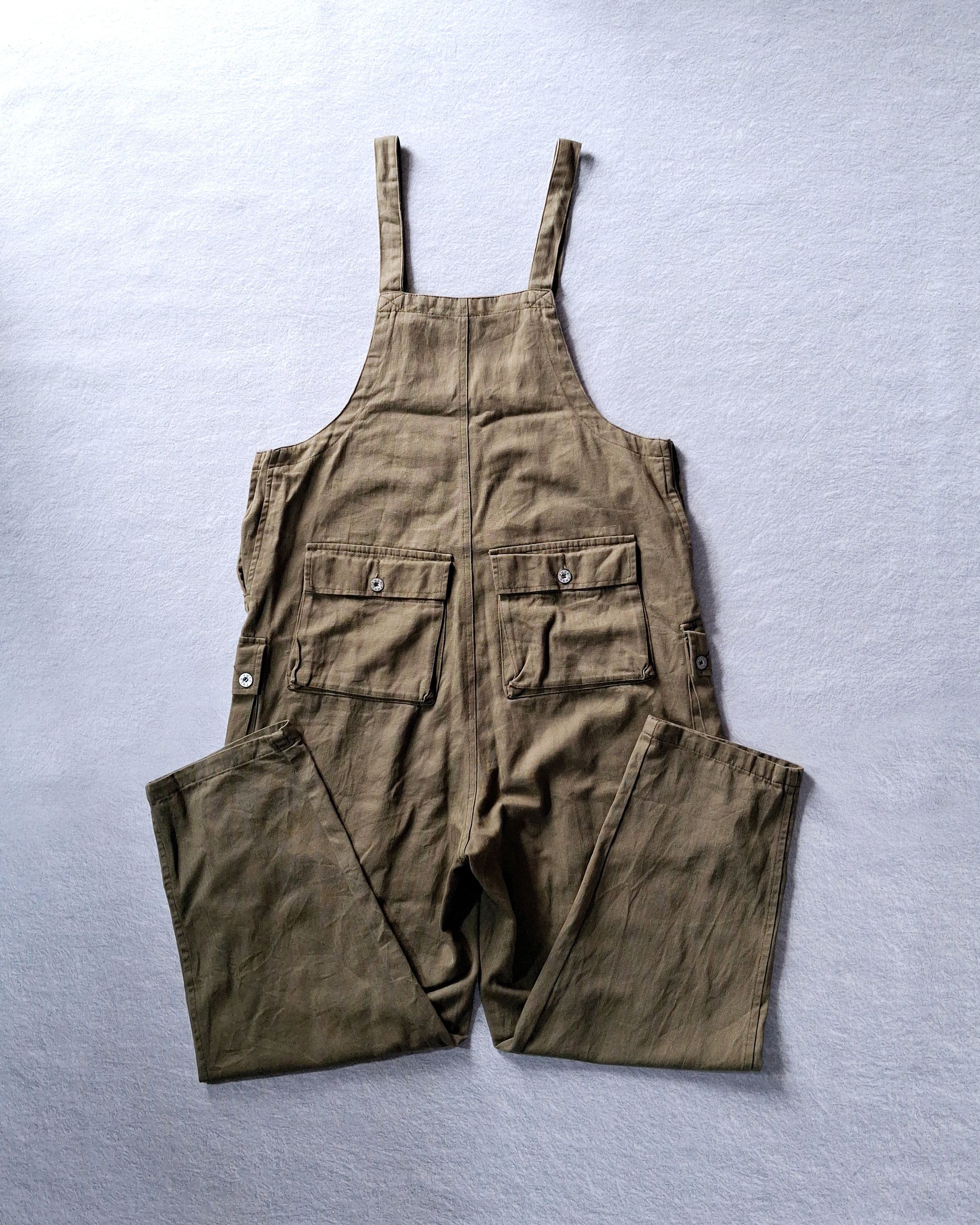 Japanese Brand PMGO HERRINGBONE TWILL HBT OLIVE GREEN DECK OVERALL Size US 43 - 11 Thumbnail