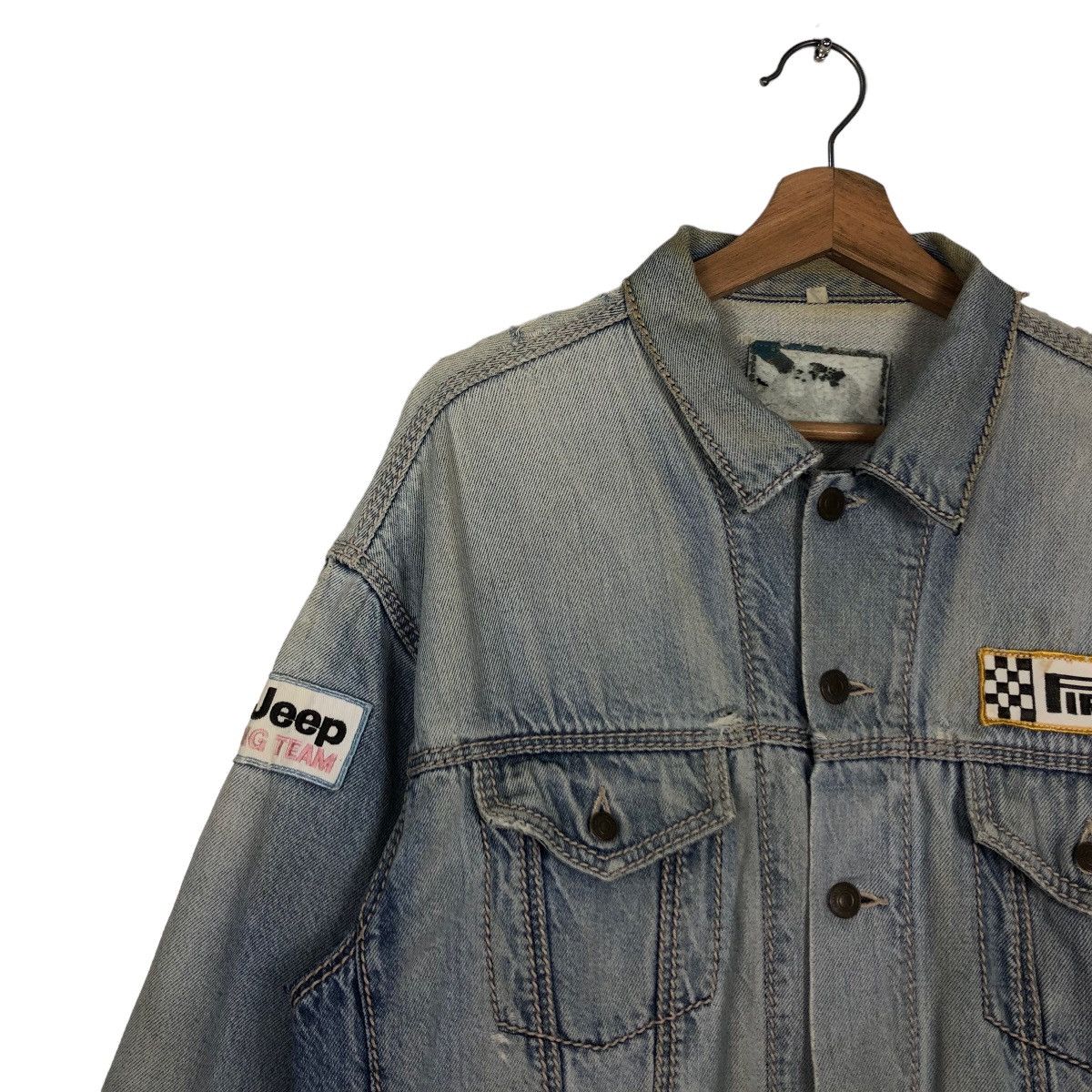 Japanese Brand 🔥Vintage Trucker Denim Jacket Racing Pirelli Italy Big Logo Size US M / EU 48-50 / 2 - 6 Thumbnail