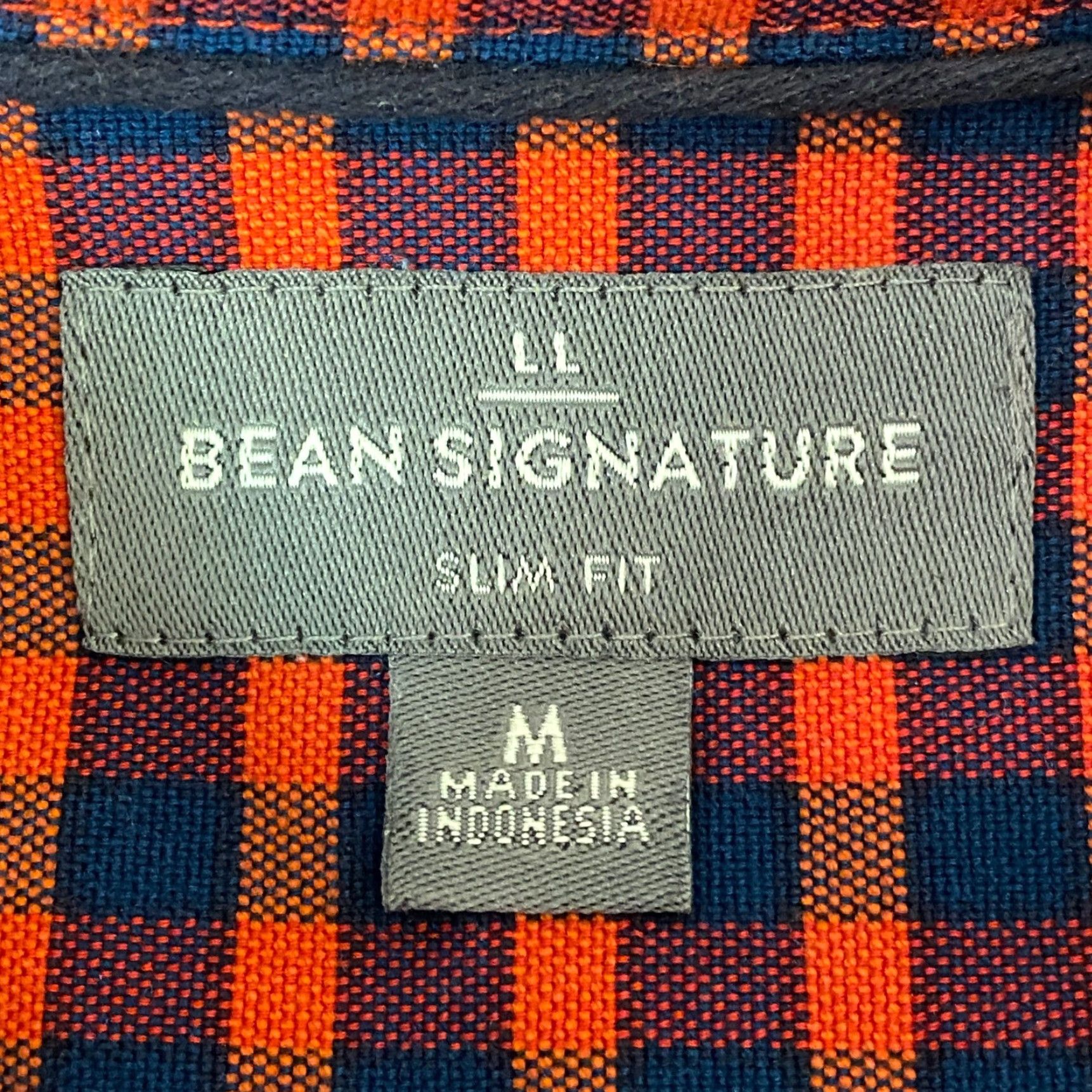 Vintage LL Bean Shirt Mens Medium Slim Fit Orange Navy Gingham Button Down Size US M / EU 48-50 / 2 - 3 Thumbnail