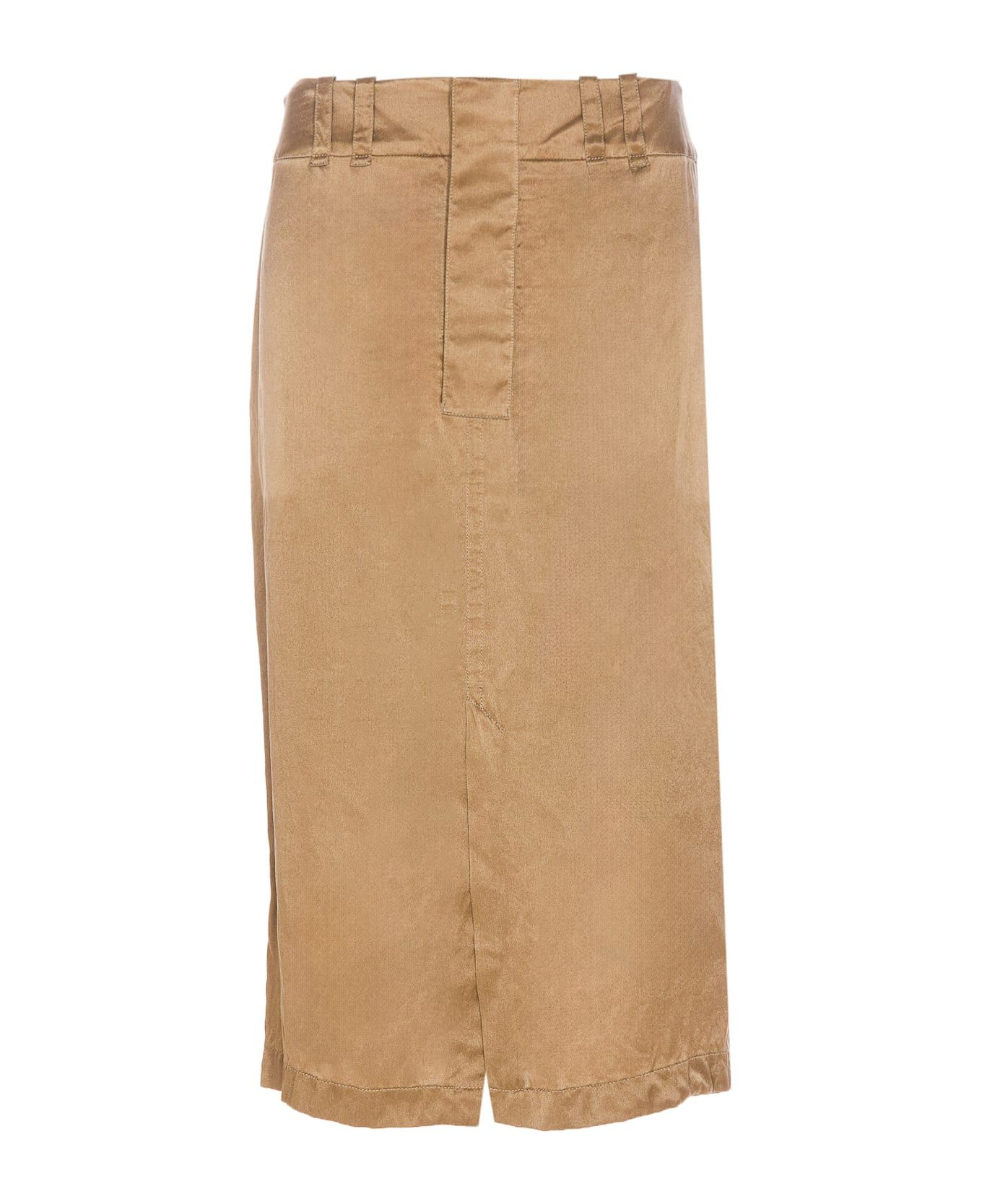 Saint Laurent Paris o1bcso1str0426 Pencil Skirt Silk Crepe De Chine in Beige Size 26" / US 2 / IT 38 - 1 Thumbnail
