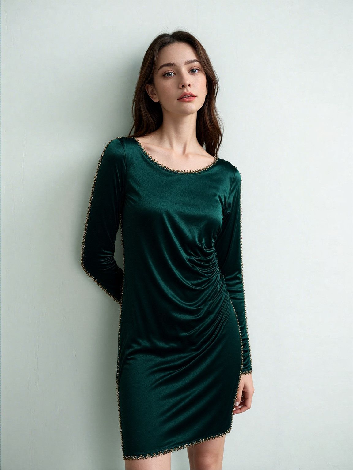 Vince Camuto Vince Camuto Velvet Ruched Dress Hunter Sz 10 Size L / US 10 / IT 46 - 1 Thumbnail