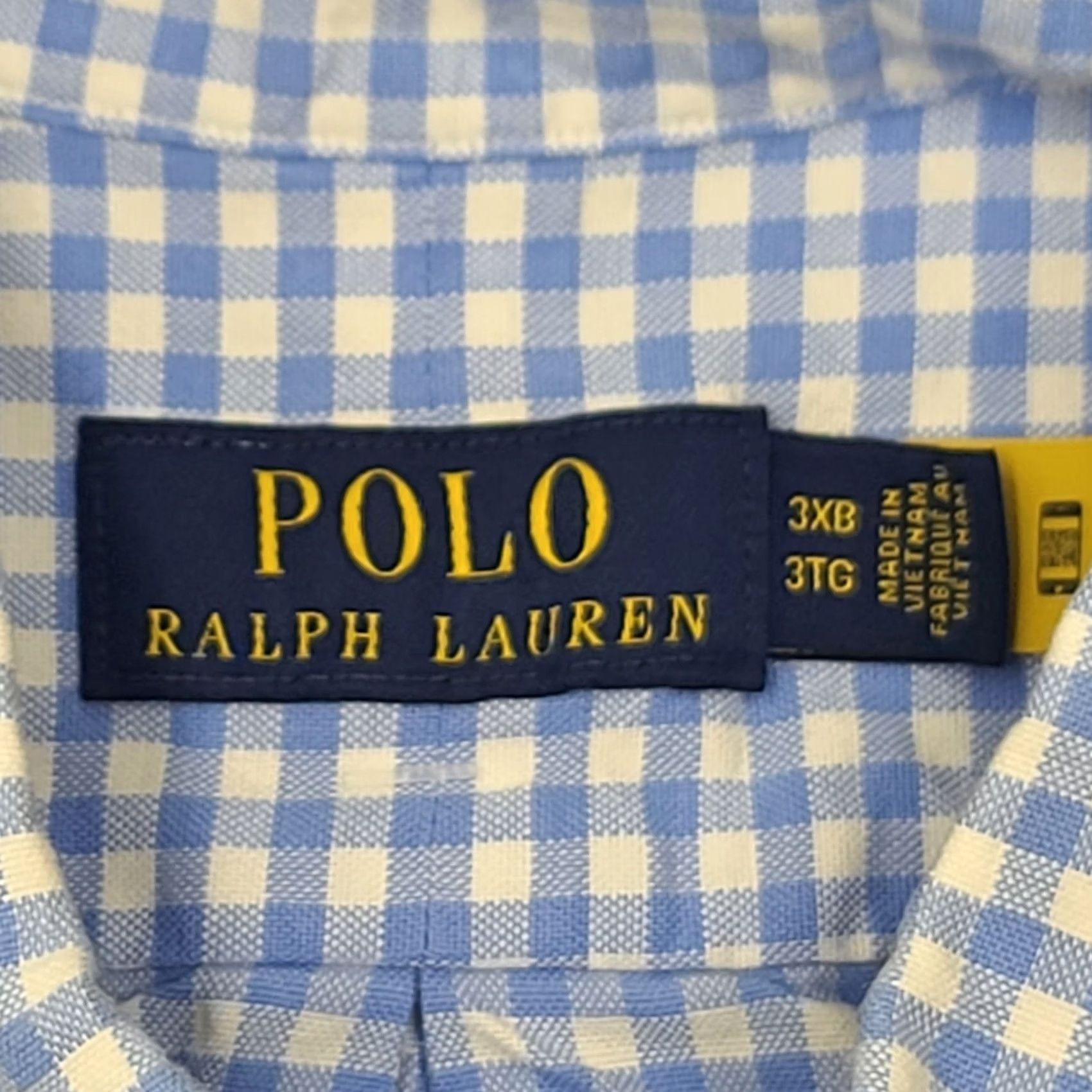 Polo Ralph Lauren VINTAGE Polo Ralph Lauren Shirt Big 3X Mens Blue Gingham Check Short Sleeve Button-Up Cotton Oxford Pony Logo Classic, Preppy, 90s Style Gender Mens Size US XXL / EU 58 / 5 - 3 Thumbnail