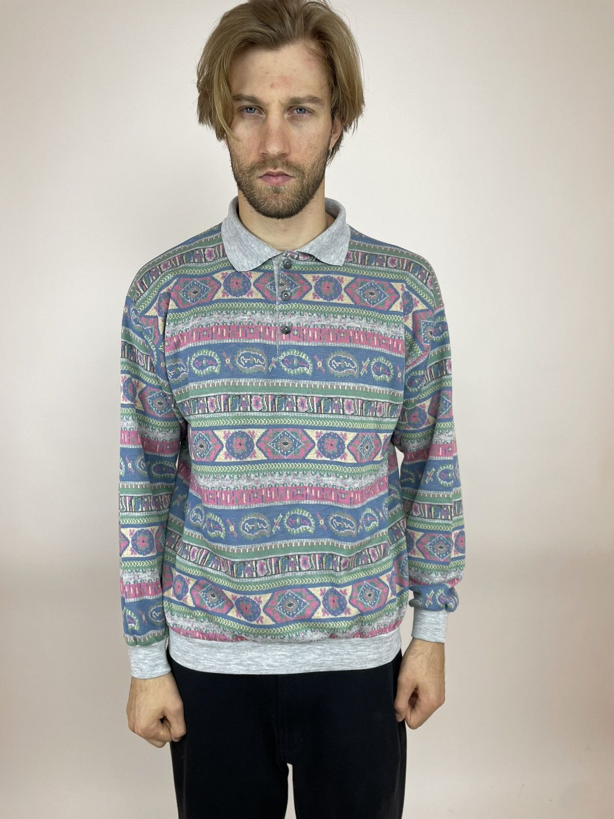 Japanese Brand × Vintage GREEN DUCK Vintage striped polo long sleeve Mens size XL Size US XL / EU 56 / 4 - 5 Thumbnail