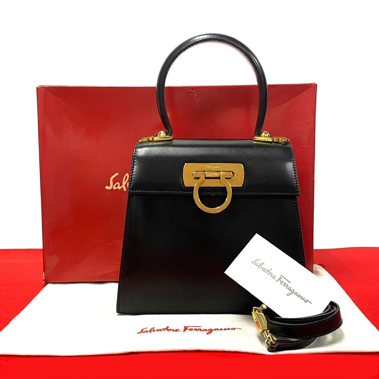 Salvatore Ferragamo Handbag Black Leather