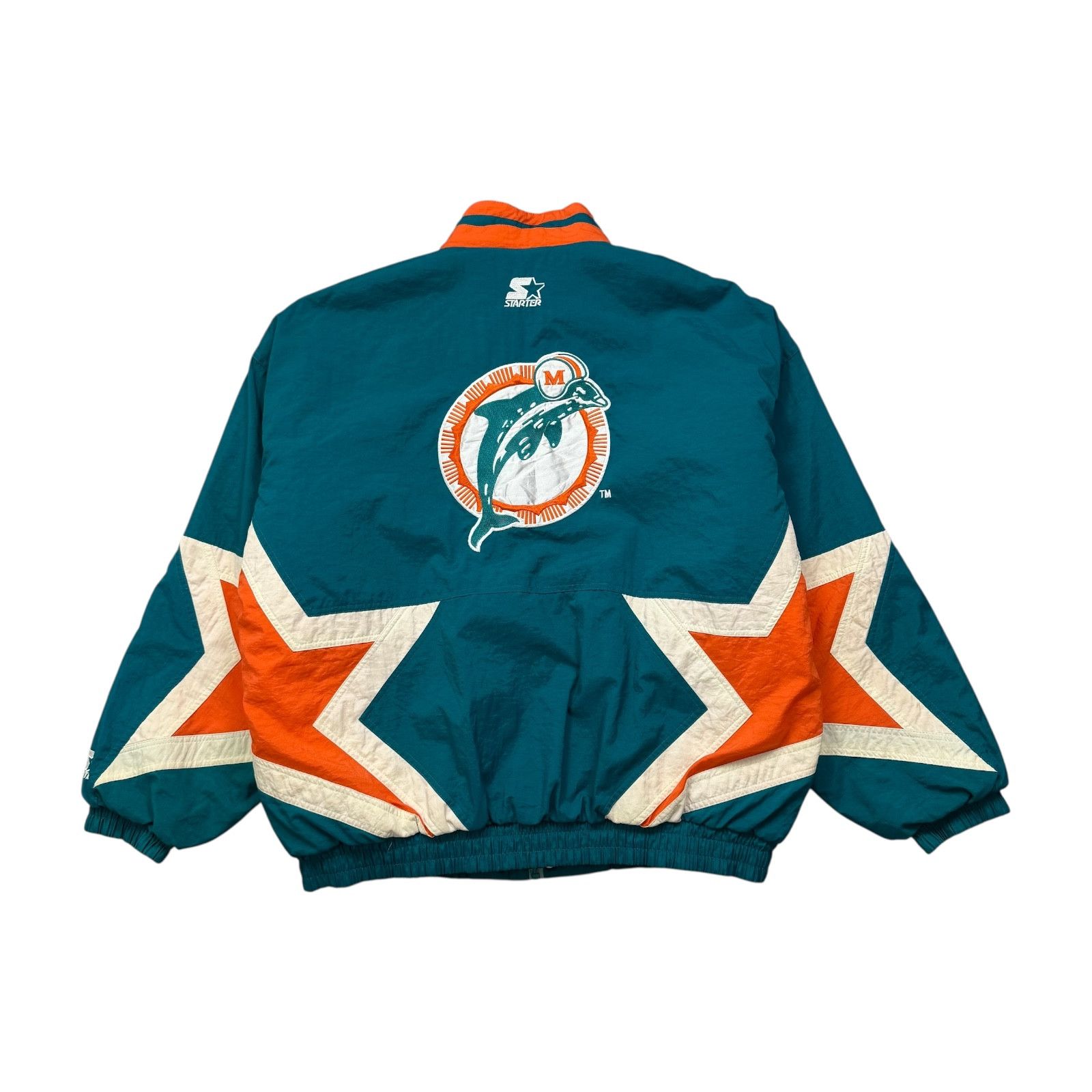 NFL VTG 90s MIAMI DOLPHINS STARTER PUFFER JACKET STAR SLEEVES Size US XL / EU 56 / 4 - 2 Thumbnail