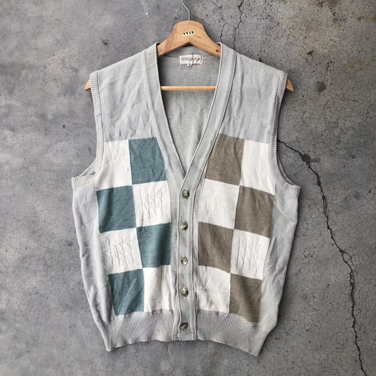 Beauty Beast 📌Japanesebrand Vest Jumper/Memeri Checkered Pattern Size US M / EU 48-50 / 2 - 1 Thumbnail