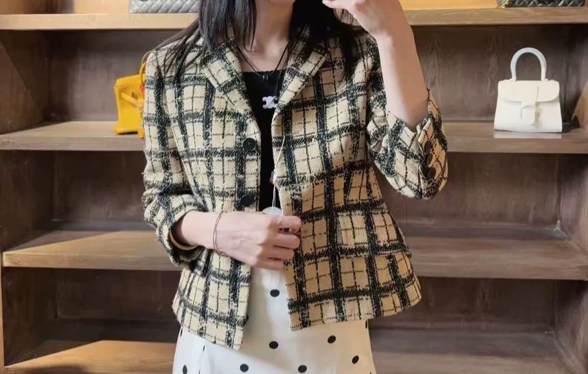 Dior Dior Tweed Check Blazer Size XXS / US 00 / IT 34 - 1 Thumbnail