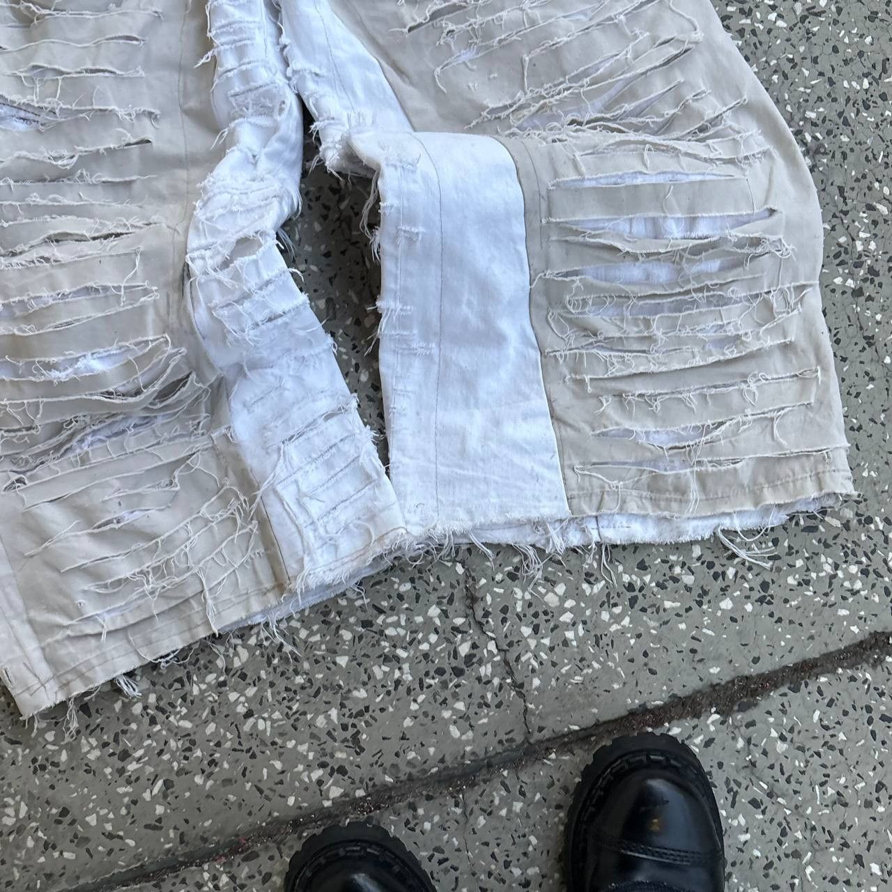 Japanese Brand Custom white Baggy Distressed Jeans Painted Wide Leg Size US 31 - 5 Thumbnail