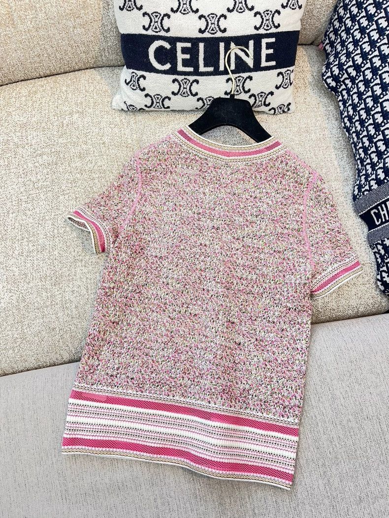 Chanel Chanel Pink mixed color round neck short sleeves Size XS / US 0-2 / IT 36-38 - 4 Thumbnail