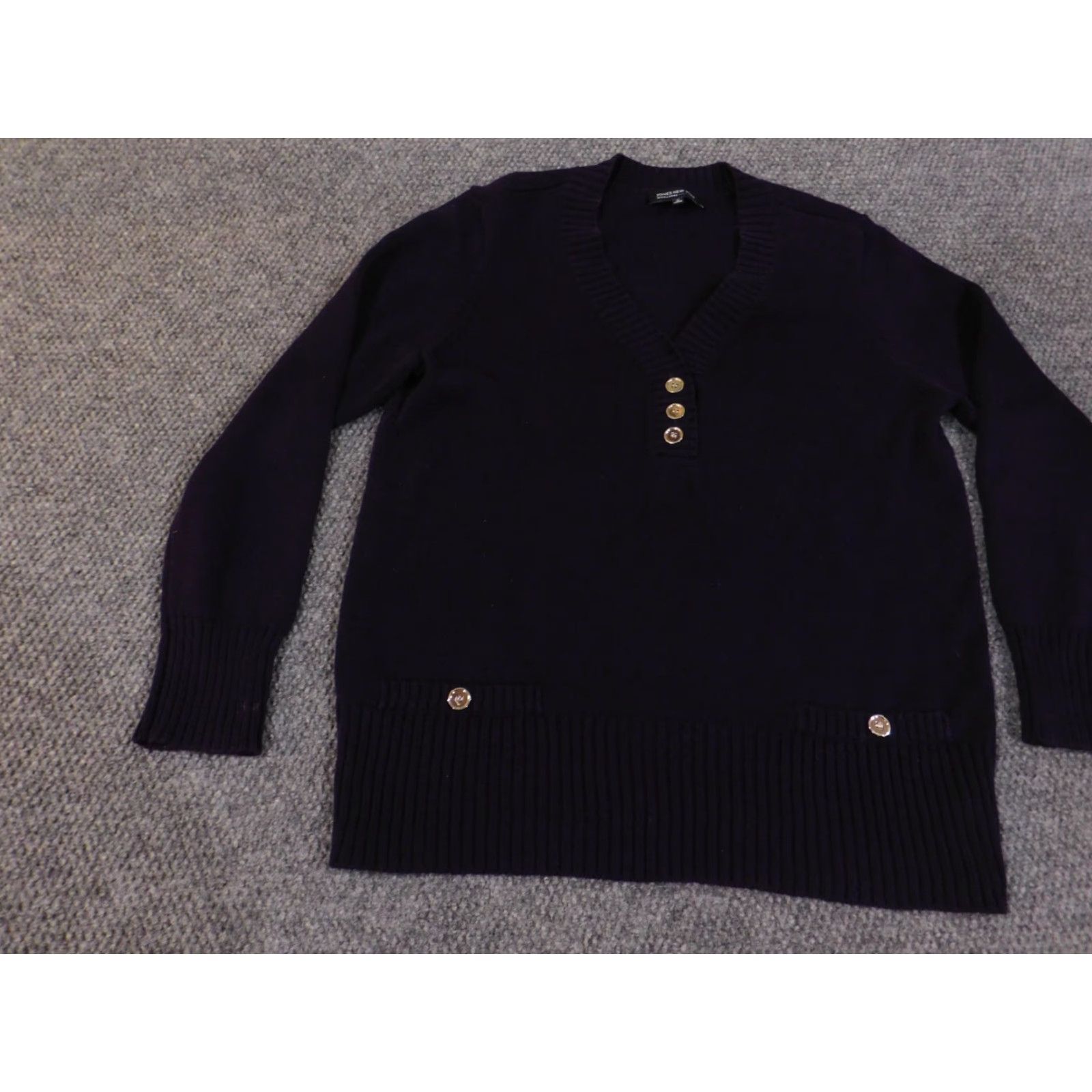 Jones New York Jones New York Sweater 1X Womens Purple Cotton Knit Pullover V-Neck Long Sleeve Stretch Logo Classic Size XL / US 12-14 / IT 48-50 - 2 Thumbnail