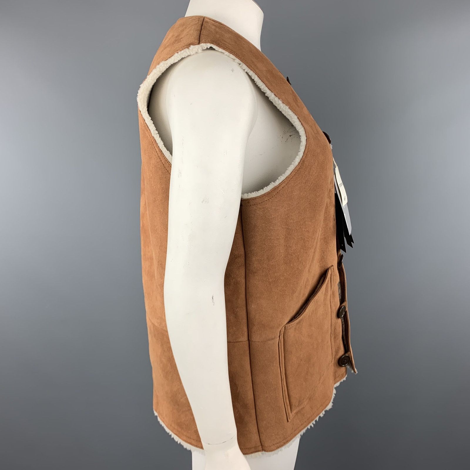 Other BEAMS Size XL Tan Suede Sheep Leather Shearling Vest Size XL / US 12-14 / IT 48-50 - 6 Thumbnail