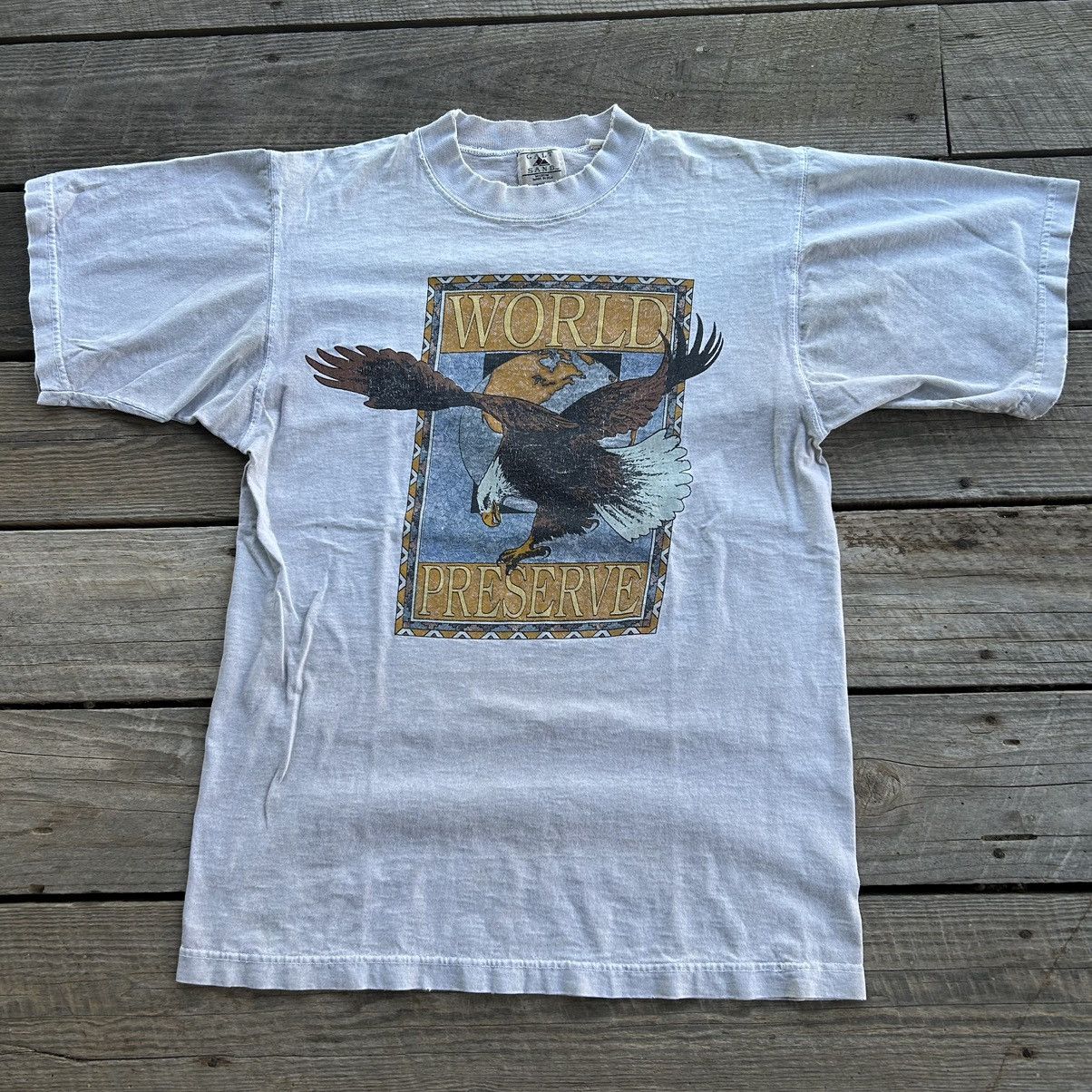 Vintage Vintage 90s World Preservation Nature Eagle Distressed Shirt Size US M / EU 48-50 / 2 - 2 Thumbnail