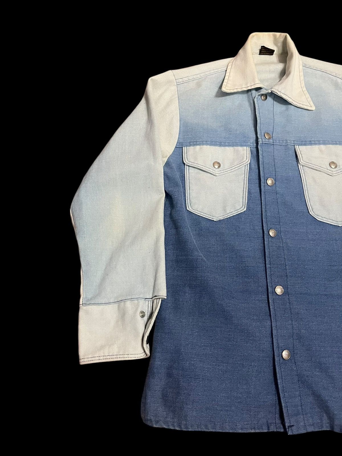 Vintage A Vintage Big Yank Two Tones Colour Snap Button Denim 70s Size US M / EU 48-50 / 2 - 4 Thumbnail