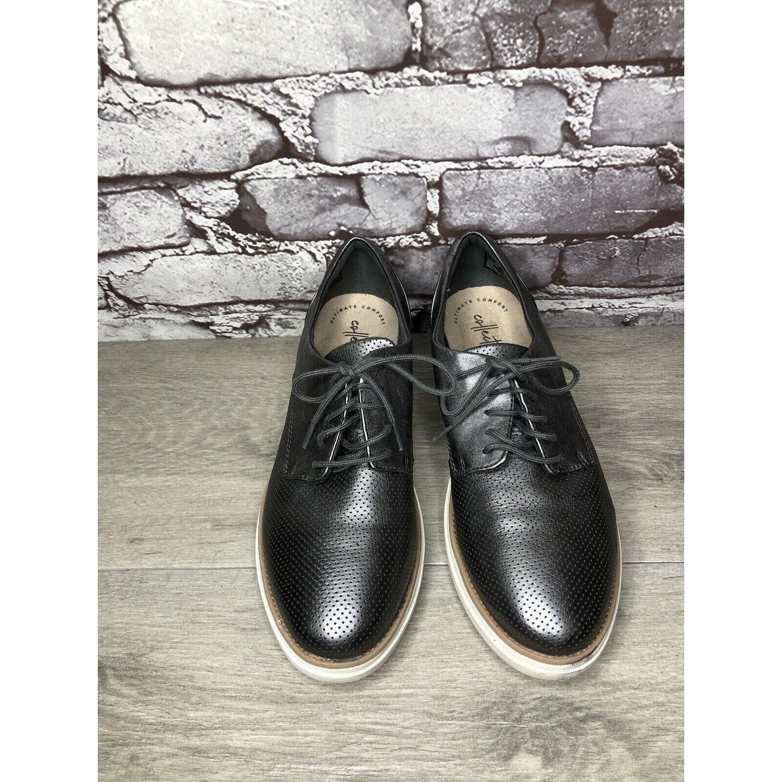Clarks Clarks Collection Metallic Gunmetal Pewter Oxfords Shoes Wom Size US 8.5 / IT 38.5 - 16 Thumbnail