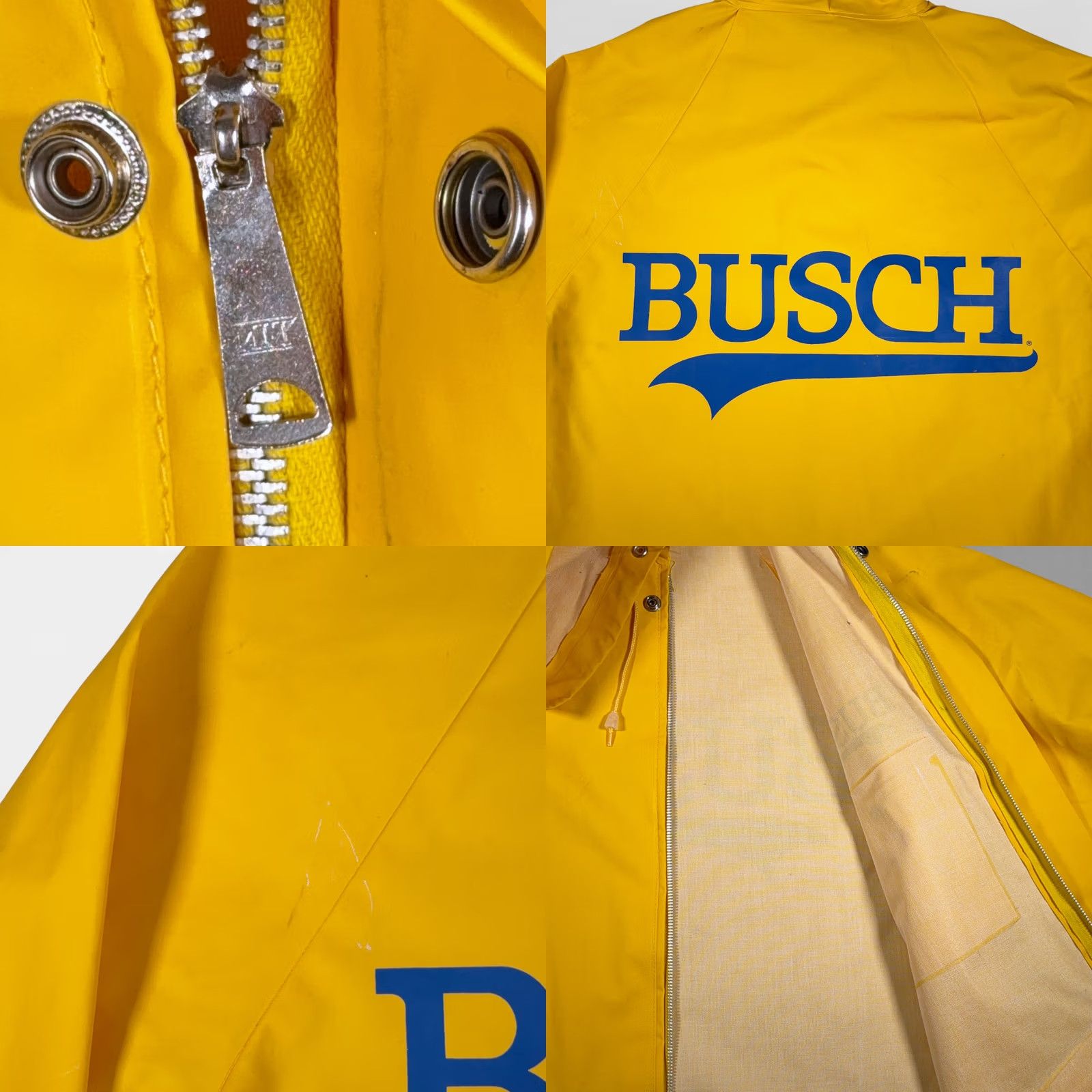 Vintage VINTAGE Busch Coat Jacket Rain Coat Adult MEDIUM Yellow Hooded PVC Zip 80s Busch Logo Mens Size US M / EU 48-50 / 2 - 8 Thumbnail