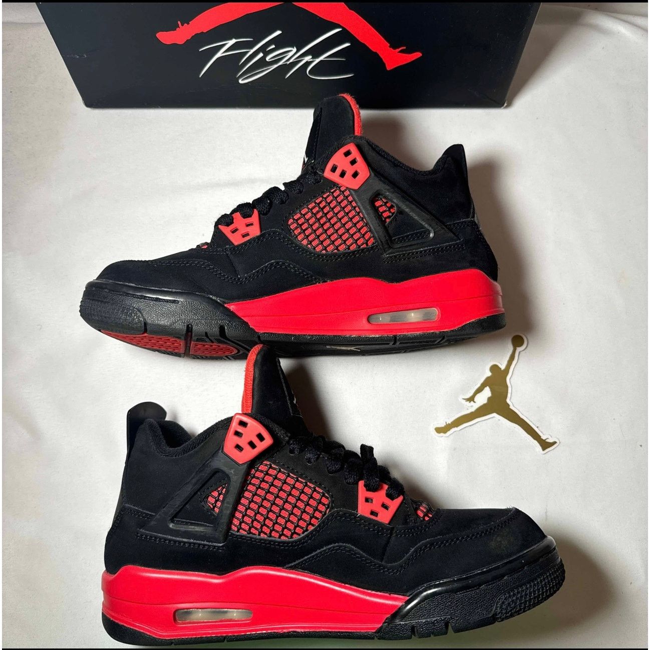 Jordan Brand × Nike Size 6 - Nike Air Jordan 4 Retro GS Red Thunder Men's Shoes Size US 6 / EU 39 - 3 Thumbnail