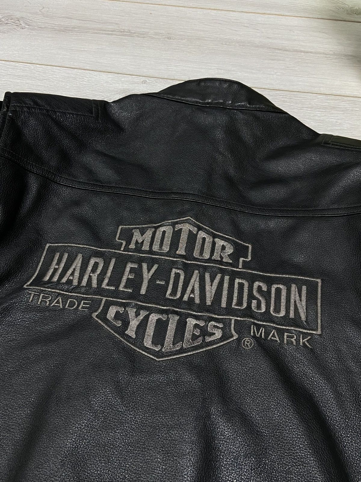Vintage Harley Davidson big logo vintage leather racing jacket Size US L / EU 52-54 / 3 - 10 Thumbnail
