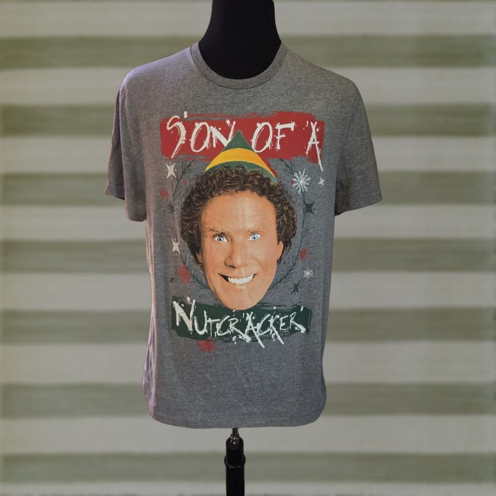 Vintage Elf Movie Son Of A Nutcracker Gray Short Sleeve T Shirt XL Christmas Mens Regular Crew Neck Cotton Polyester Holiday Graphic Print Size US XL / EU 56 / 4 - 1 Thumbnail