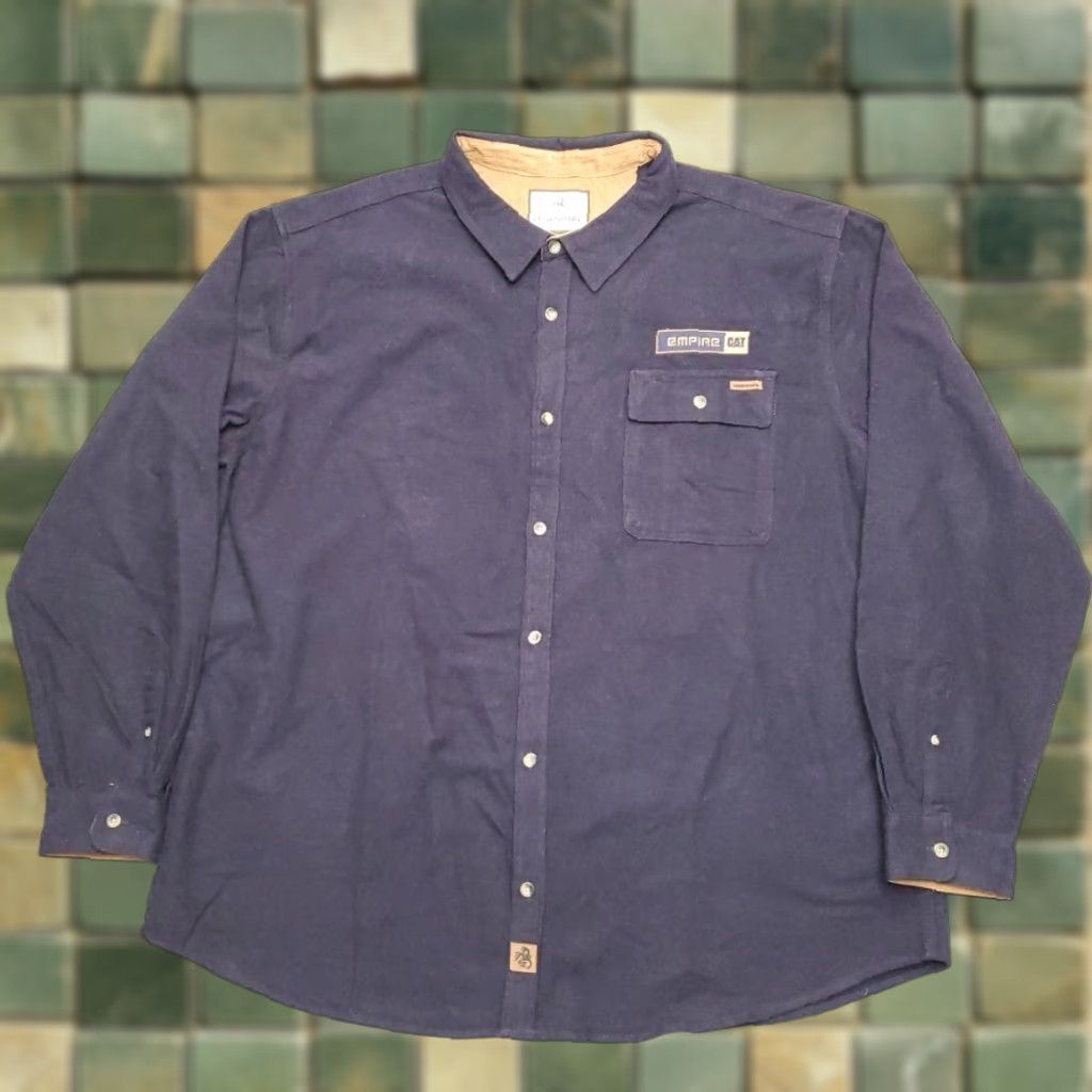 Vintage Empire CAT Caterpillar Shirt Mens XXXL Navy Blue Chamois Flannel Long Sleeve Size US XXL / EU 58 / 5 - 1 Thumbnail
