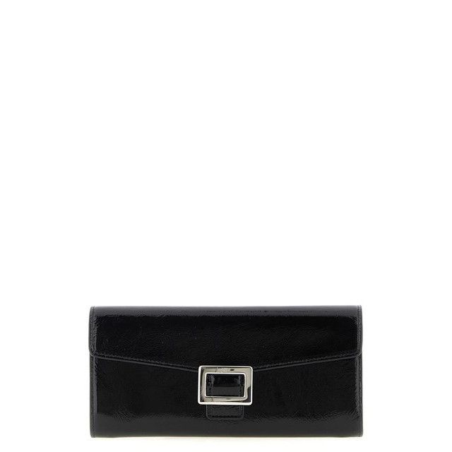 ROGER VIVIER Belle Vivier Patent Leather Black Chain Wallet