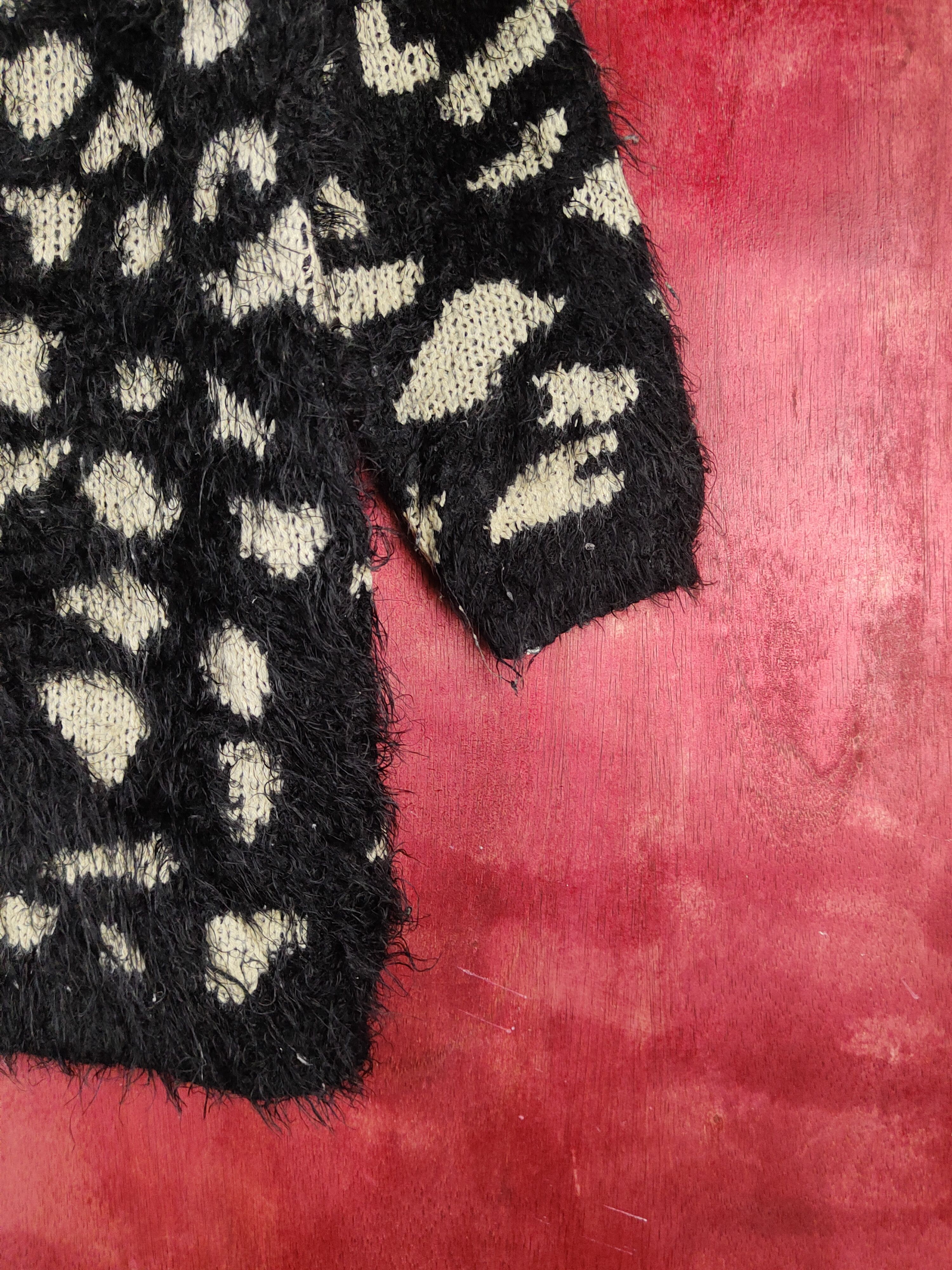 Homespun Knitwear Anryanry Black Cream Shag Shaggy Fur Mohair Knitwear #S2164 Size M / US 6-8 / IT 42-44 - 6 Thumbnail
