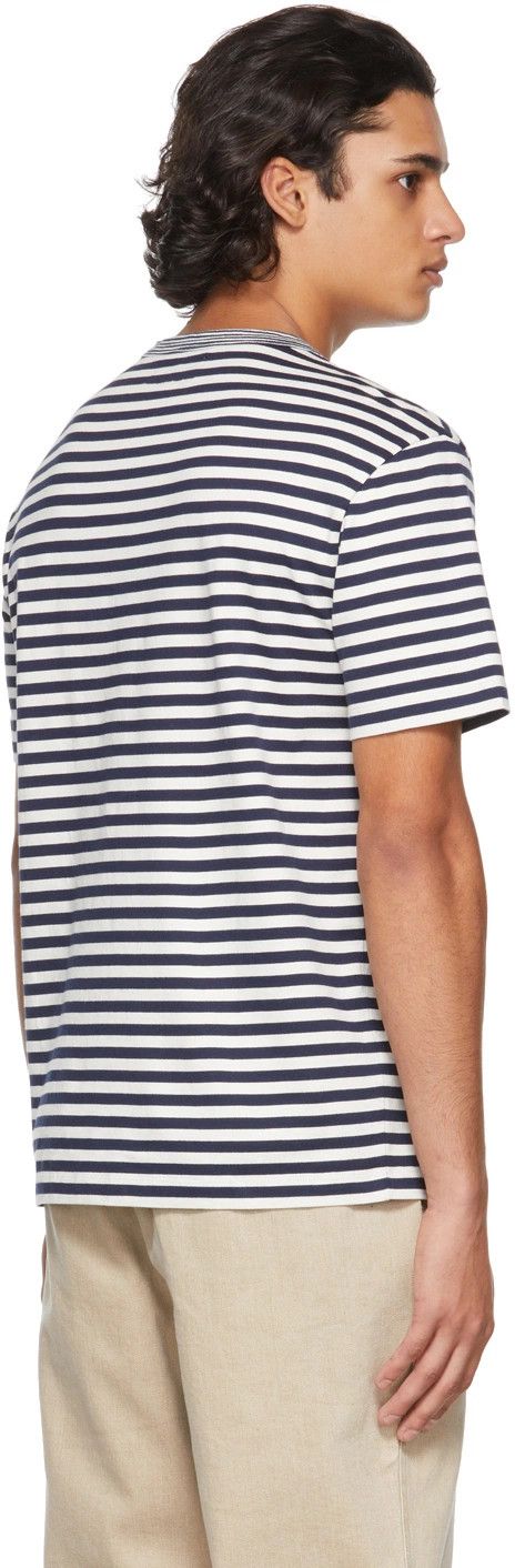 Officine Generale o1mle1025 Stripe Contrast Cotton Short Sleeve T-Shirt Size US XL / EU 56 / 4 - 3 Thumbnail