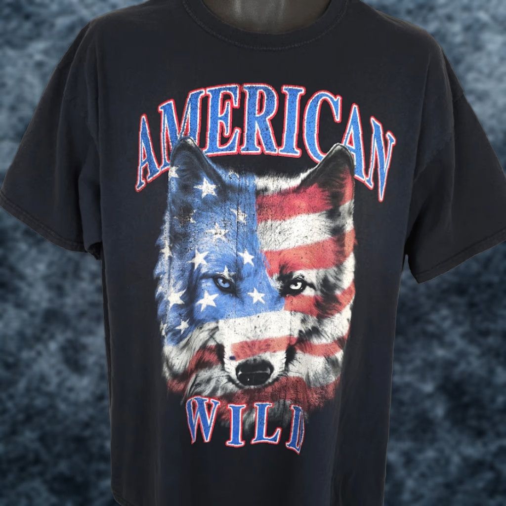Fruit Of The Loom Nike Shirt Mens XL Black Wolf Nature Tee Size US XL / EU 56 / 4 - 1 Thumbnail