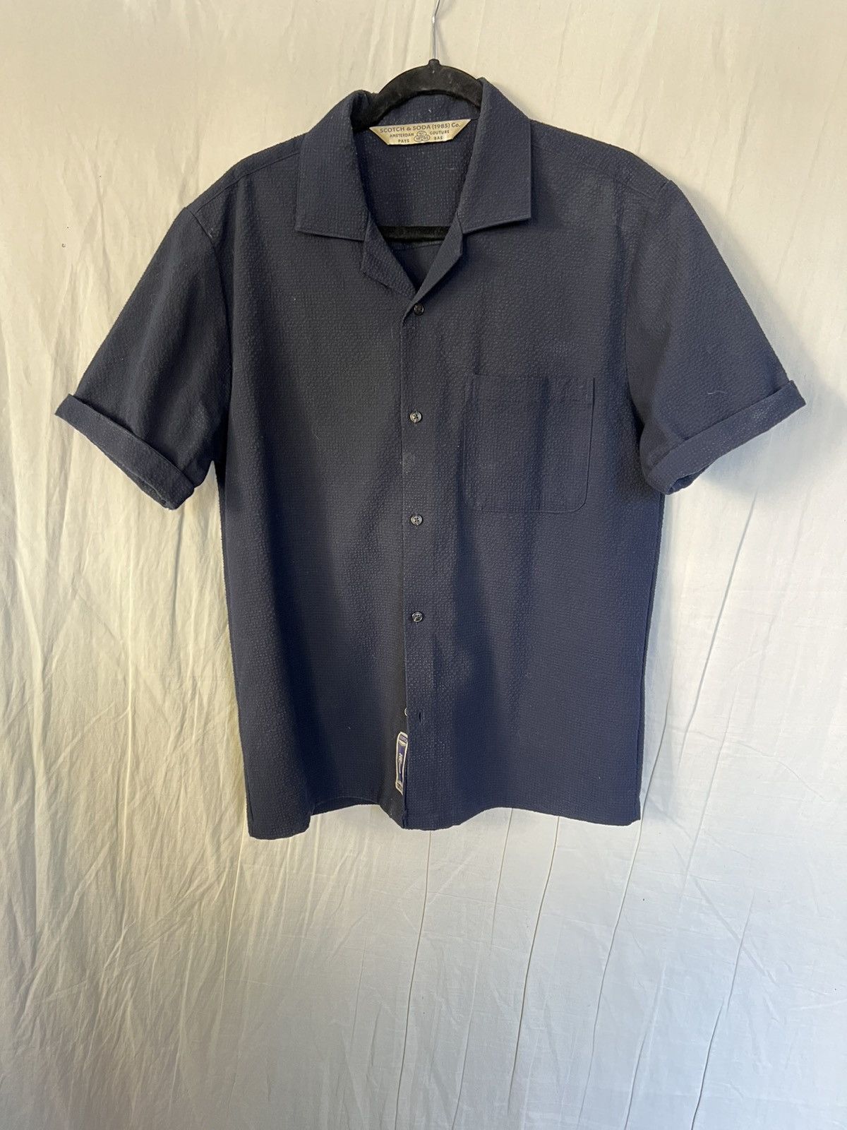 Scotch & Soda Scotch & Soda Seersucker Navy Shirt Size US L / EU 52-54 / 3 - 1 Thumbnail