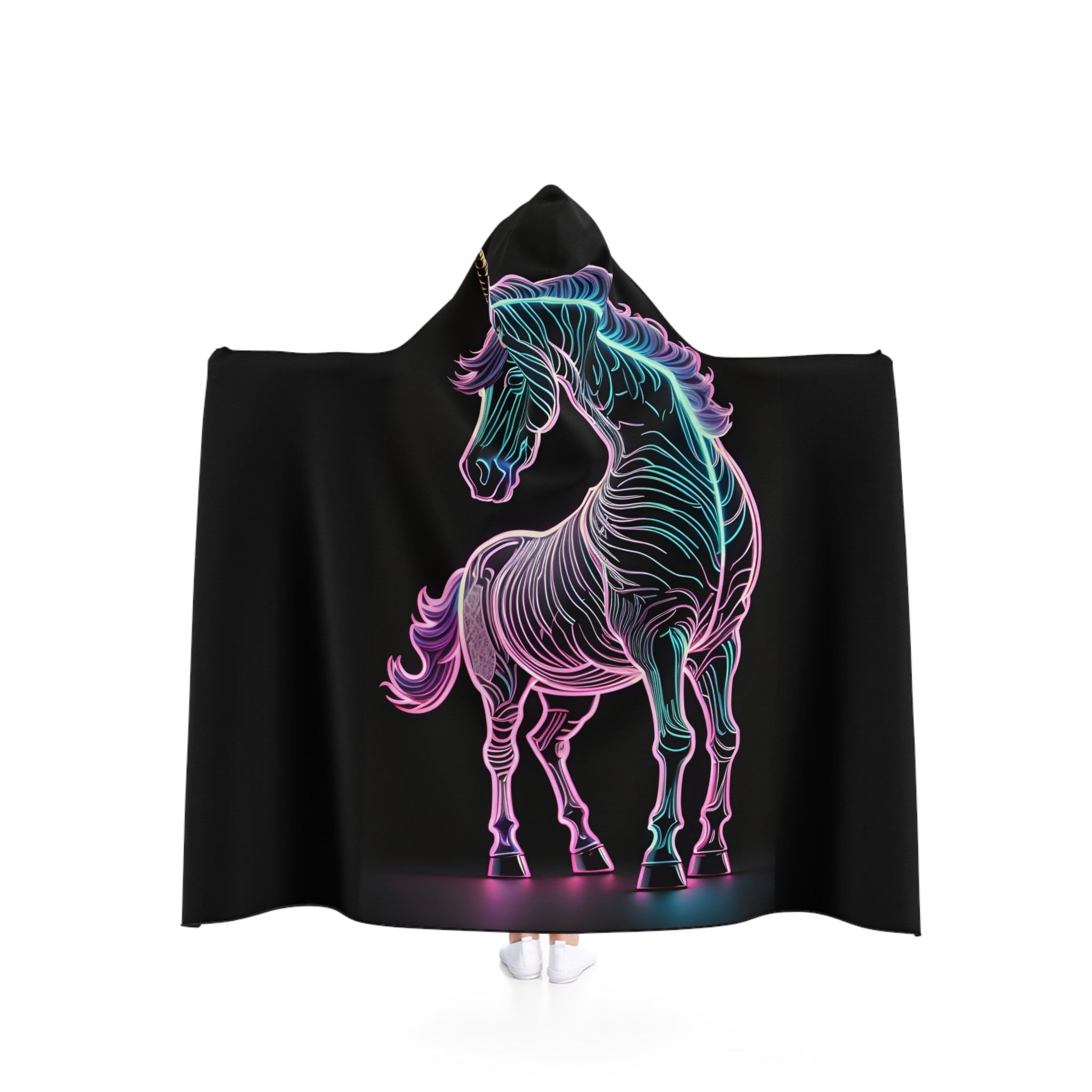 image of Disco Lemonade, Neon, Unicorn,hooded, Rave, Blanket, Cloak, Women's