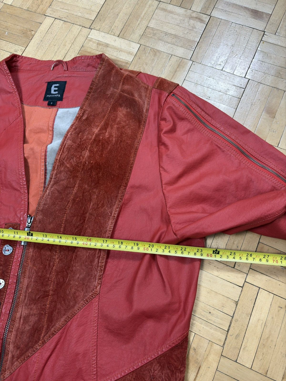Vintage Burgundy Leather Patchwork Boho Hippie Jacket Size L / US 10 / IT 46 - 8 Thumbnail