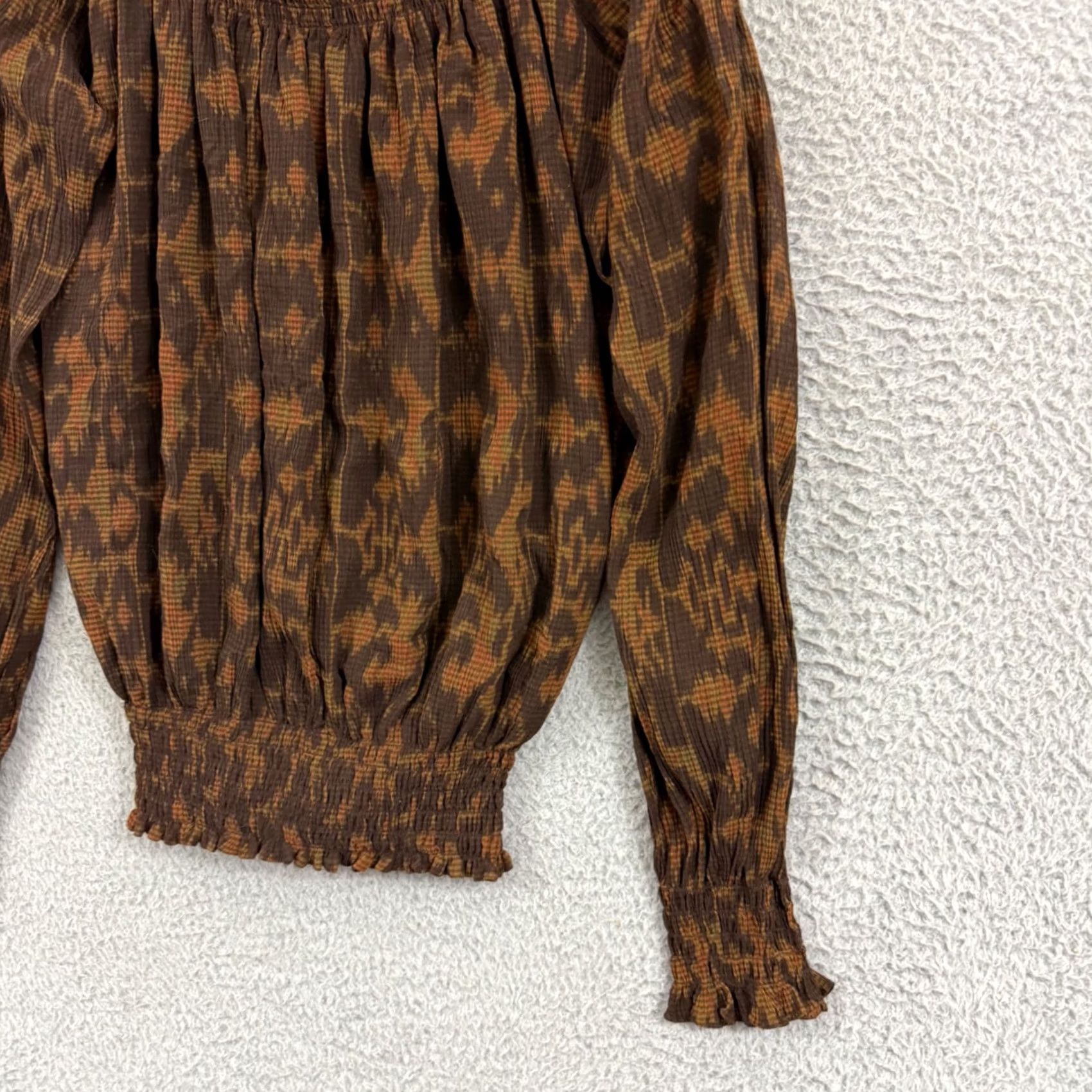 Ralph Lauren Ralph Lauren Shirt Women's 6 Brown Silk Blend Blouse Long Sleeve Peasant Top Size M / US 6-8 / IT 42-44 - 5 Thumbnail