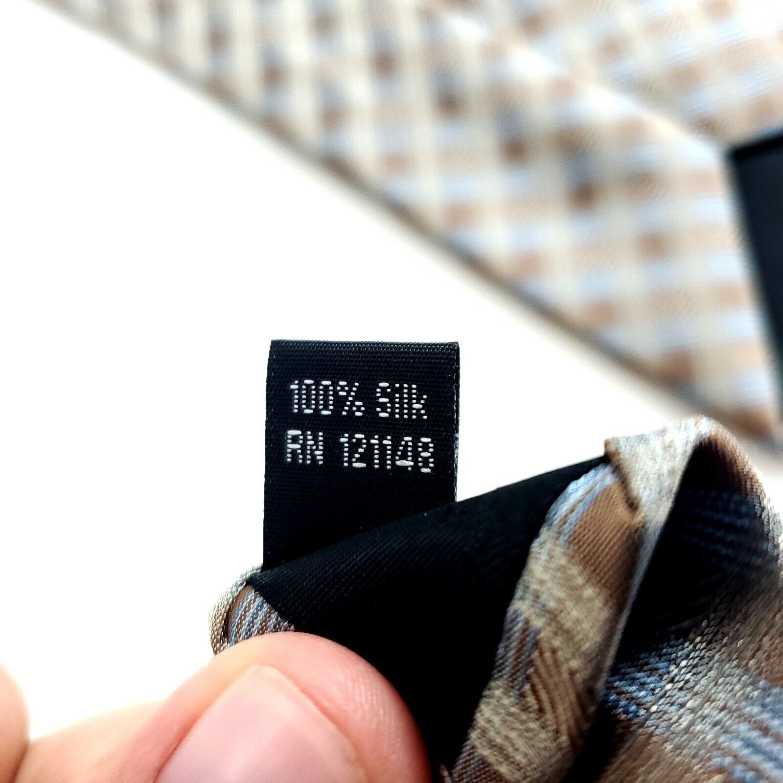 Calvin Klein Calvin Klein Brown Blue Plaid Woven Silk Tie Size ONE SIZE - 4 Thumbnail