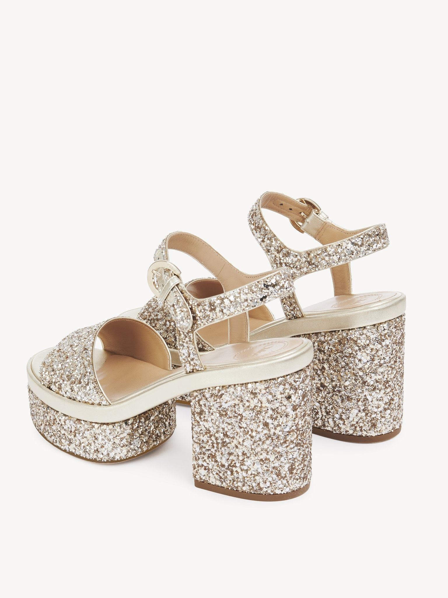 Chloe o1loc1c0325 CHC23 Odina Sandals in Glittery Beige Size US 8 / IT 38 - 4 Thumbnail