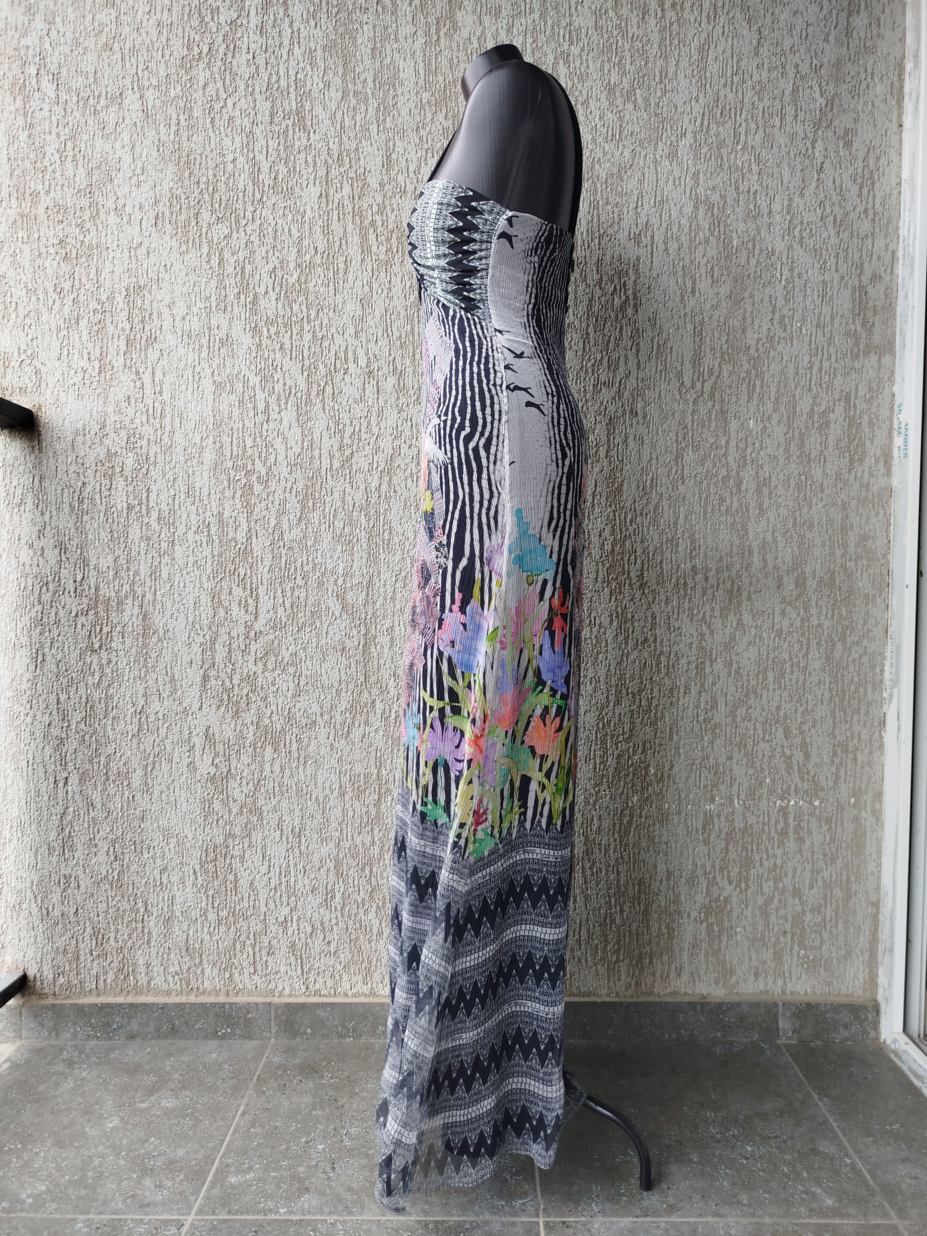 Jean Paul Gaultier Save The Queen Maxi Dress Graphic Floral Chiffon Silk Lined Size M / US 6-8 / IT 42-44 - 9 Thumbnail