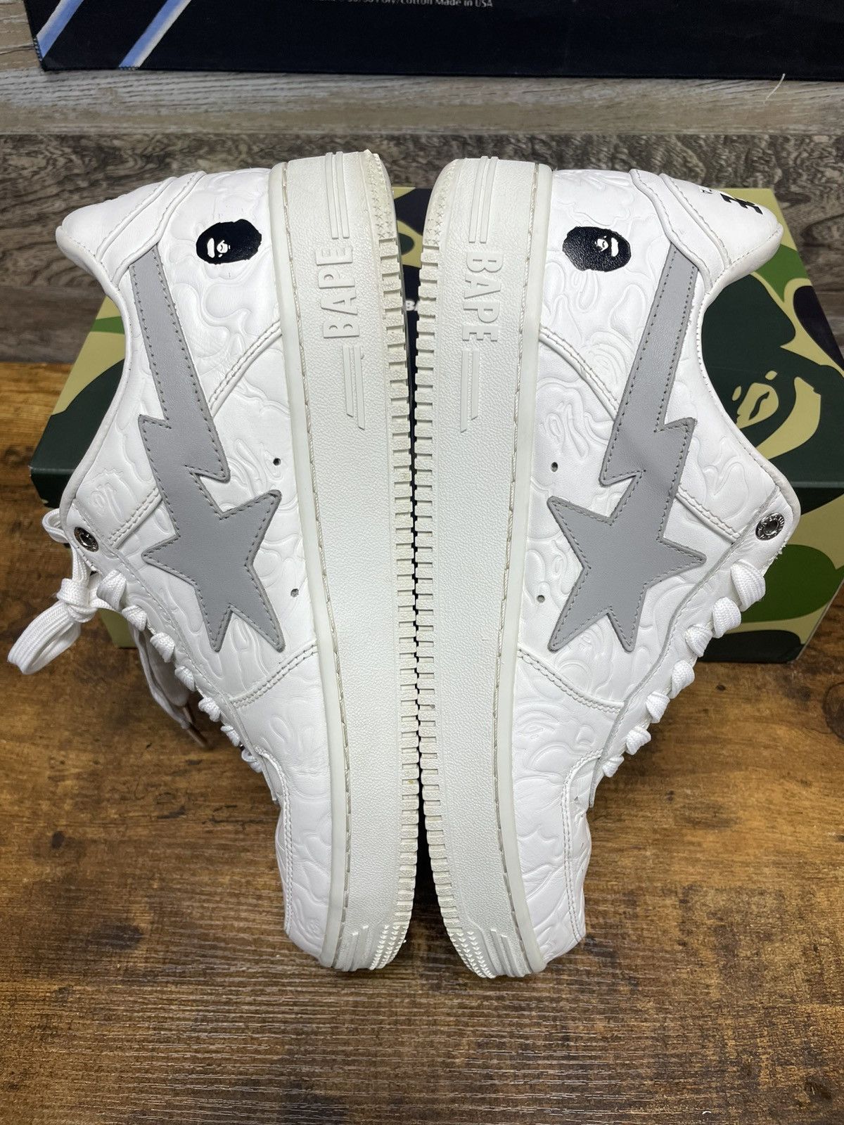 Bape 10-Bapesta White/Grey Camo Leather Size US 10 / EU 43 - 6 Thumbnail