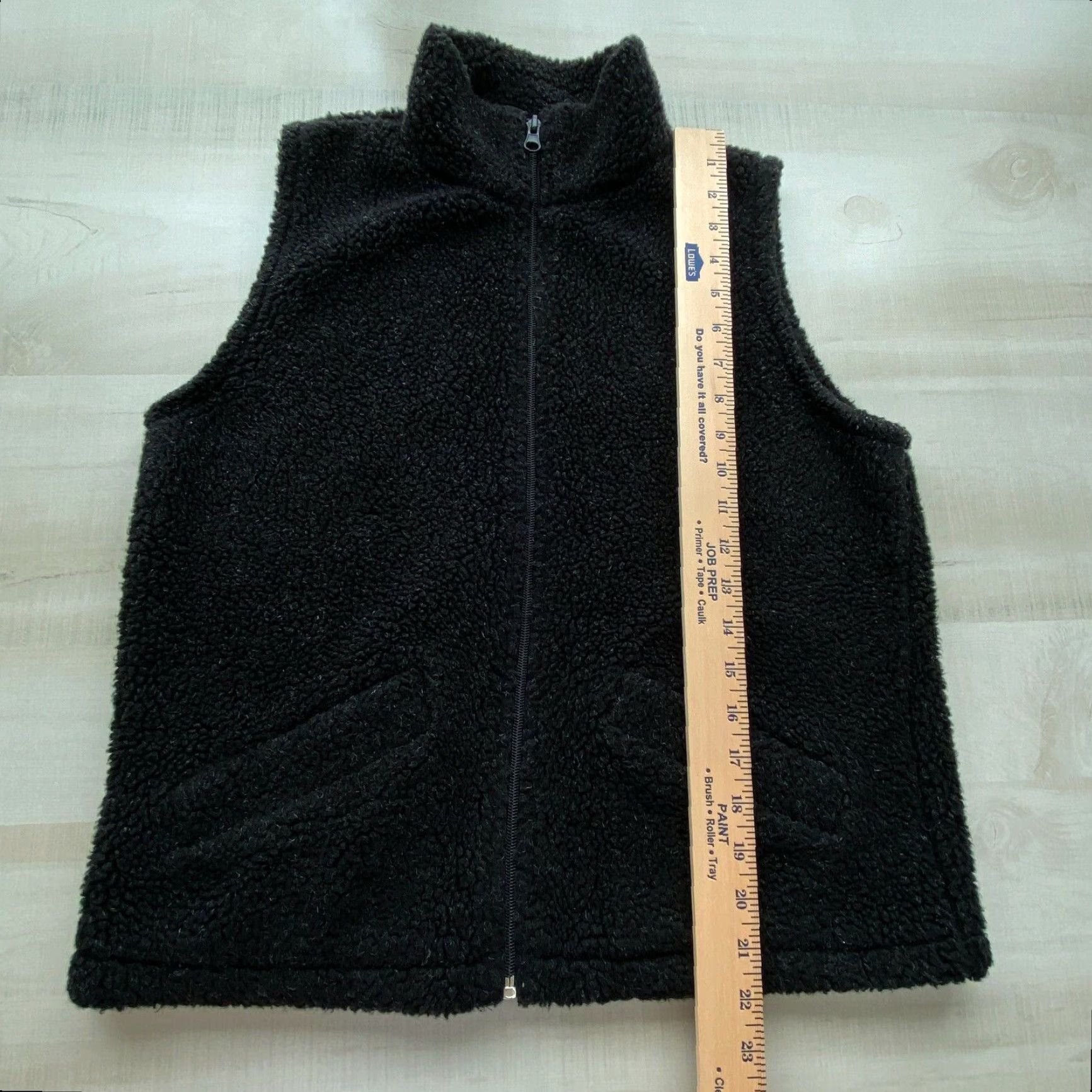 Vintage Paul Harris Design Women's Black Faux Sherpa Vest Medium Zip Up Pockets Size M / US 6-8 / IT 42-44 - 7 Thumbnail