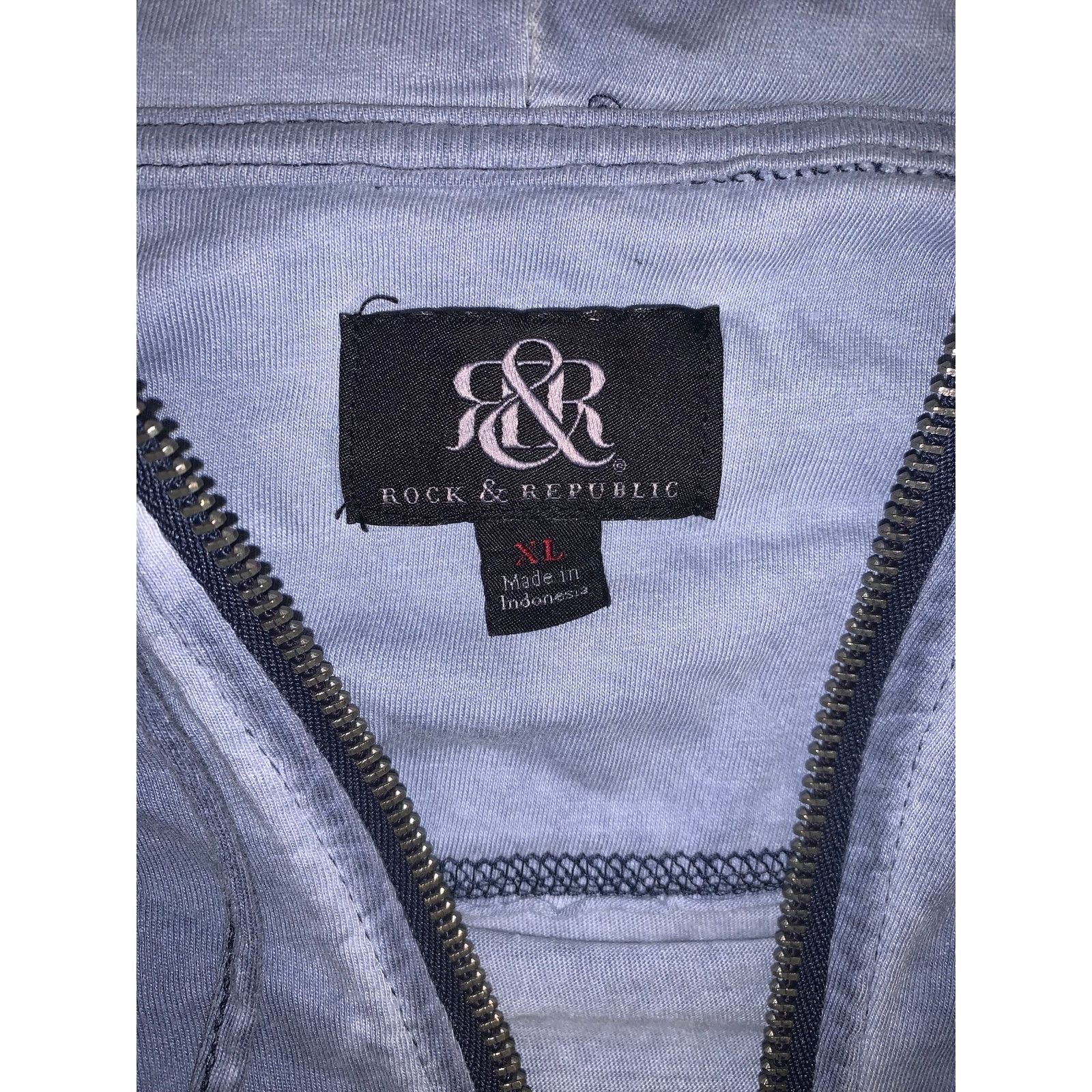 Rock & Republic Rock & Republic Mineral Wash Zip Hoodie Blue Grey XL Size US XL / EU 56 / 4 - 3 Thumbnail
