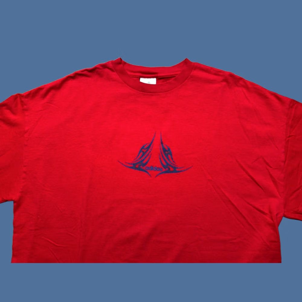 Adidas Vintage Y2K Adidas Red Graphic tribal Heat Transfer logo tee Mens Size 2XL - Cotton Shirt Size US XXL / EU 58 / 5 - 1 Thumbnail