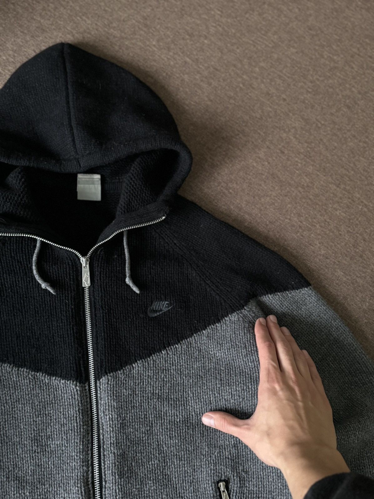 Nike × Vintage Vintage rare Nike Y2K knitted zip hoodie Size US L / EU 52-54 / 3 - 8 Thumbnail