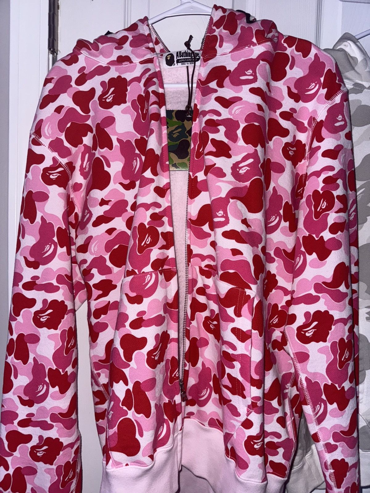 Bape BAPE Pink Abc Camo Shark Full-zip Hoodie | Grailed