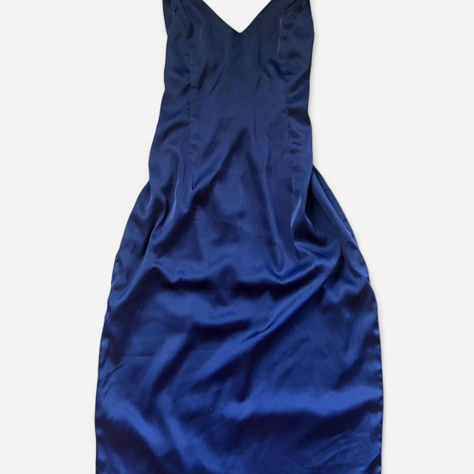 superdown Superdown Navy Blue Satin Maxi Dress - Size: XS Size XS / US 0-2 / IT 36-38 - 1 Thumbnail