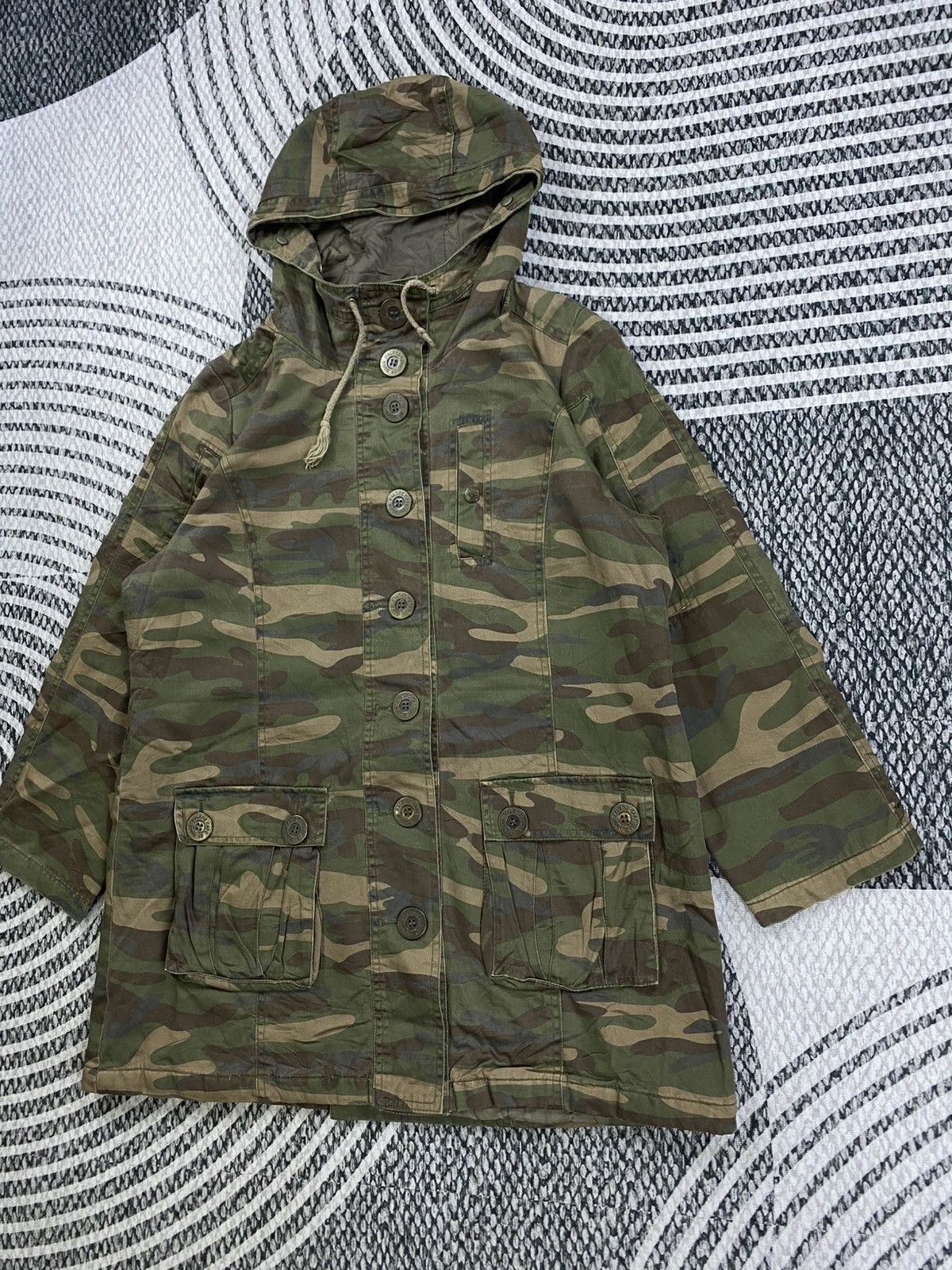 Japanese Brand Camouflage Woodland Japan Military Buttoned Hoodie Jacket Size M / US 6-8 / IT 42-44 - 4 Thumbnail