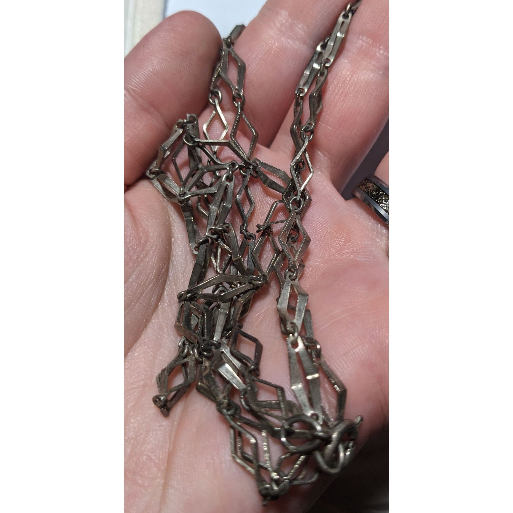 Other Vintage Silver Diamond Link Chain Necklace Size ONE SIZE - 4 Thumbnail